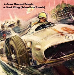 Original Vintage Motor Sport Poster Mercedes Benz Silberpfeile Silver Arrow Art