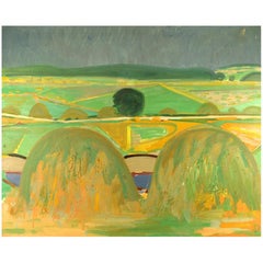 Hans Øllgaard, Oil on Canvas, Modernist Danish Summer Landscape