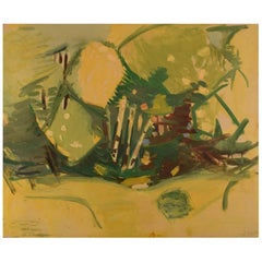 Hans Øllgaard, Abstract Landscape with Trees, Oil on Canvas