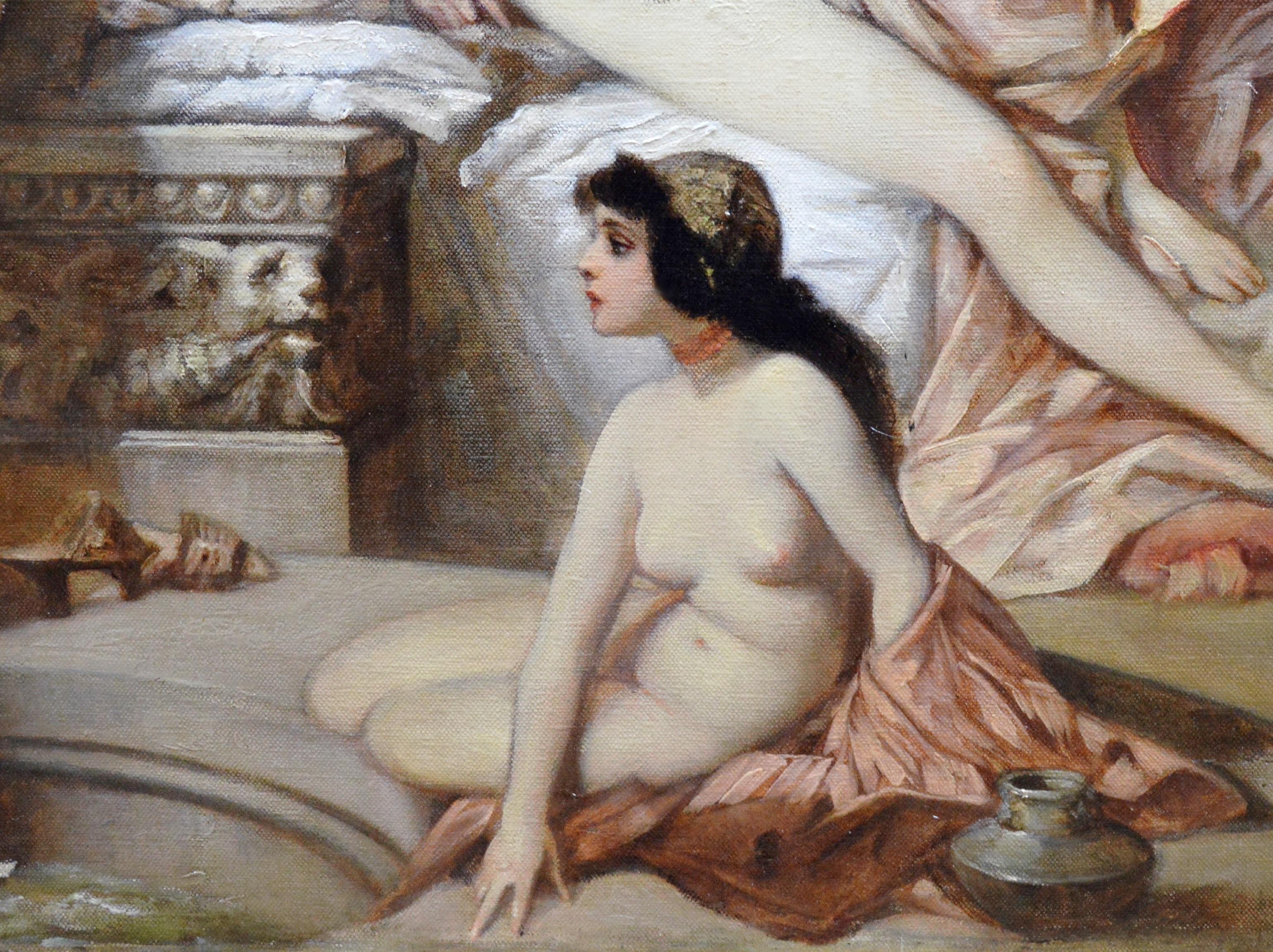 In the Harem - Huge 19th Century Orientalist Belle Epoque Oil Painting 5