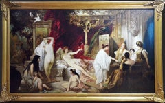Antique In the Harem - Huge 19th Century Orientalist Belle Epoque Oil Painting