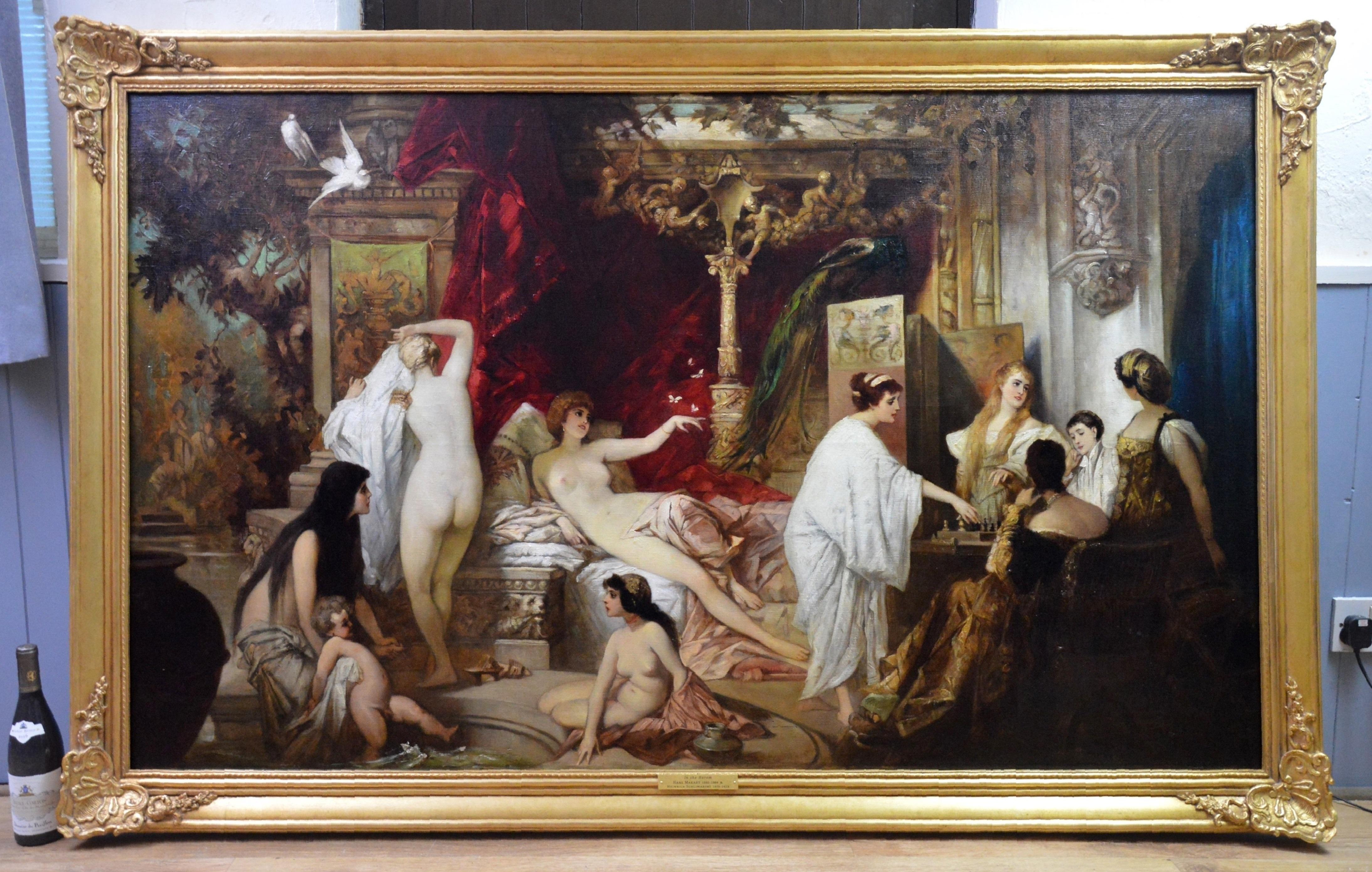 In the Harem - Huge 19th Century Orientalist Oil Painting 6