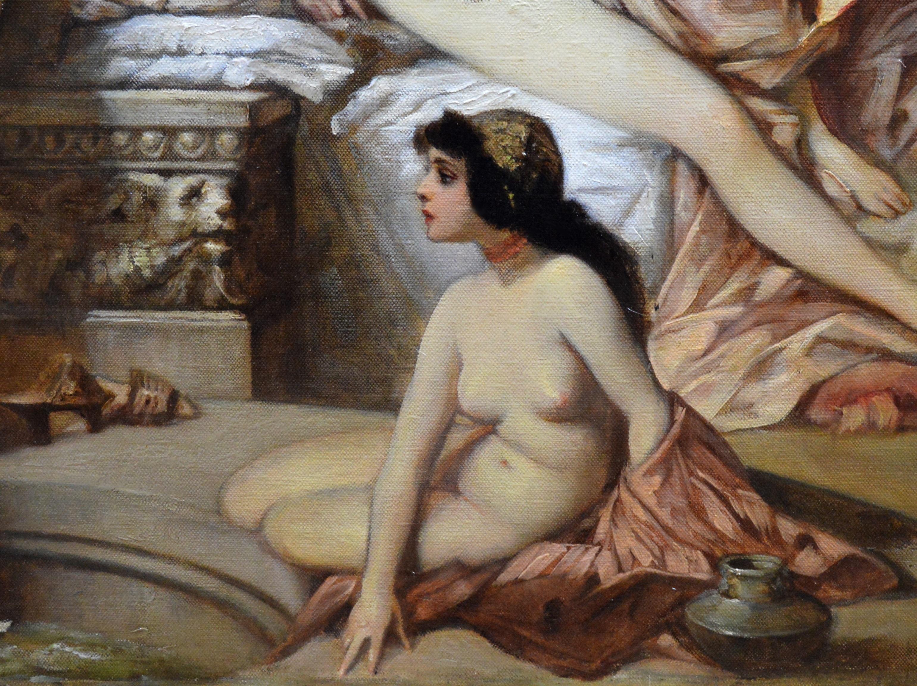 In the Harem - Huge 19th Century Orientalist Oil Painting 3