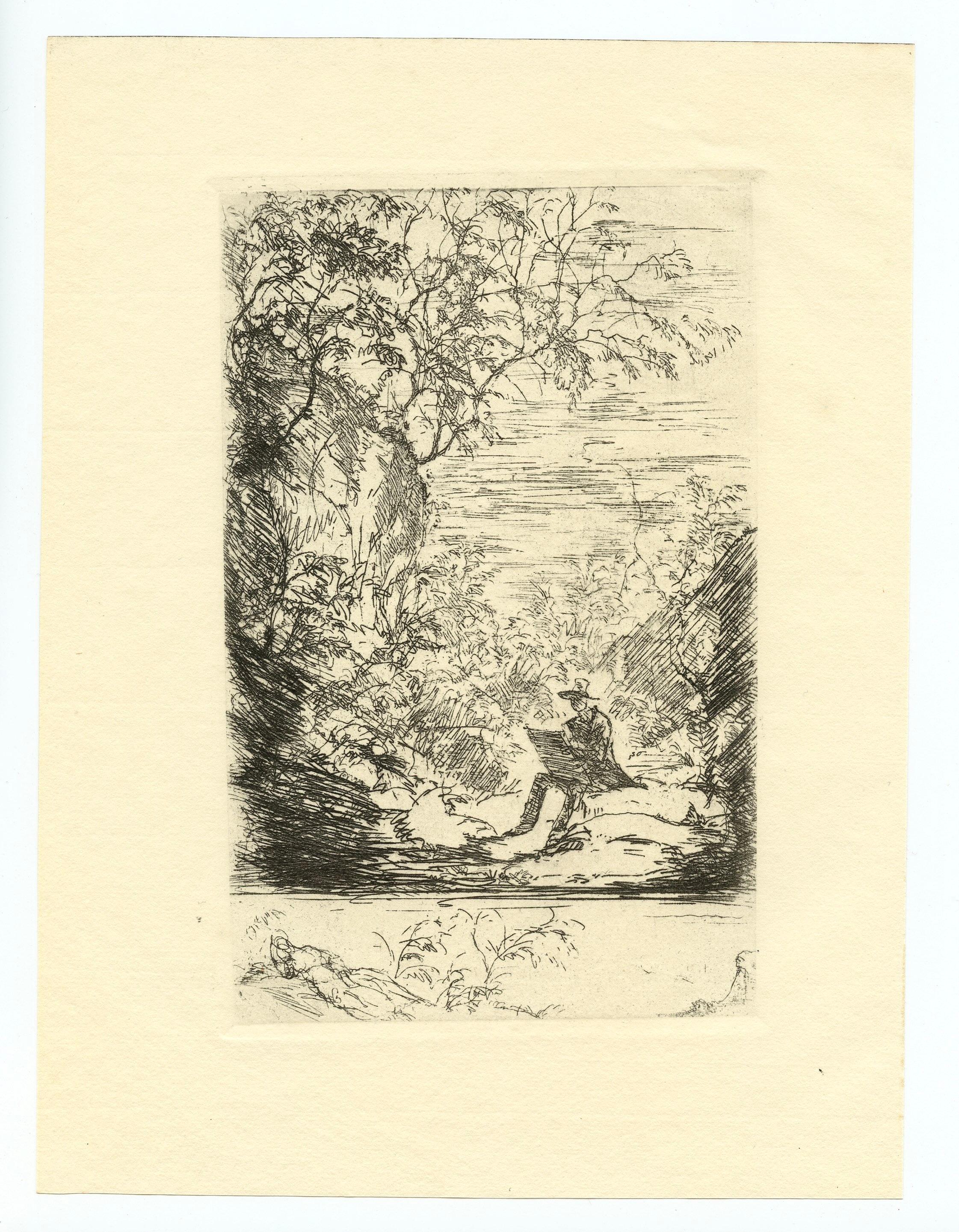 "Der Maler in der Landschaft" eau-forte originale