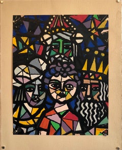 Impression sérigraphie vintage Amahl and the Night Visitors - Figuratif abstrait cubiste