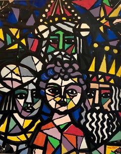 Vintage Silkscreen Print Amahl and the Night Visitors Cubist Figurative Abstract