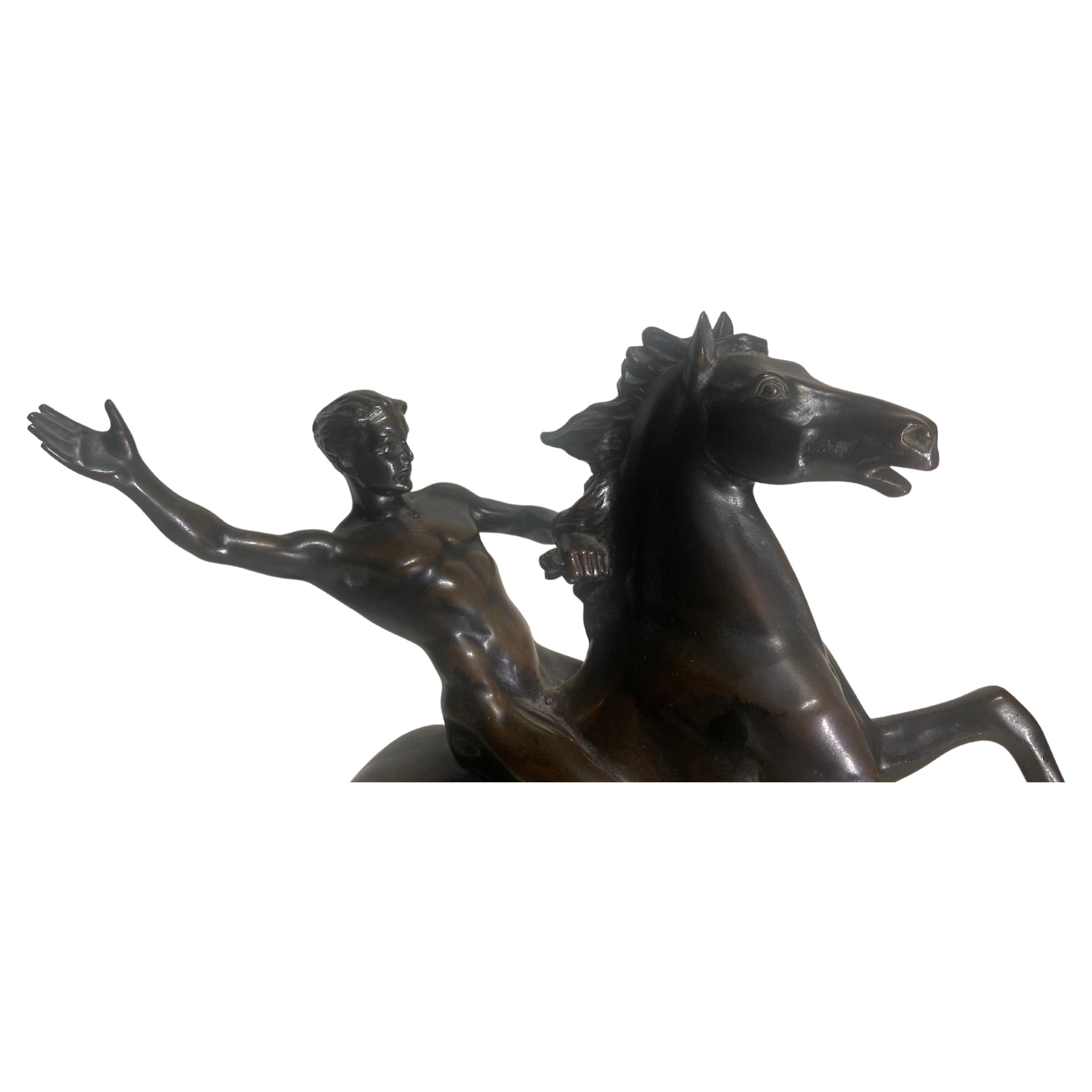 Hans Muller (Austrian 1873-1937 ) A Horse and Nude Male Rider Bronze Sculpture  For Sale 6