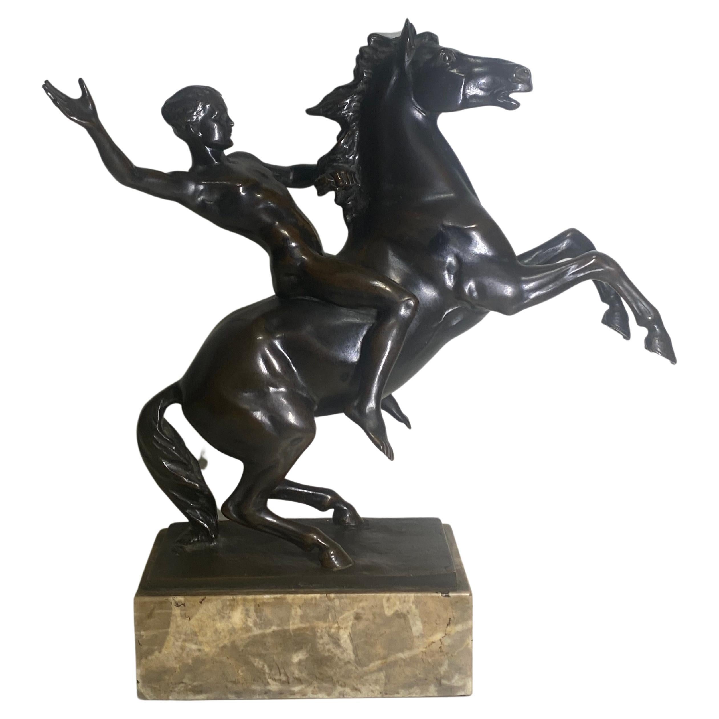Hans Muller (Austrian 1873-1937 ) A Horse and Nude Male Rider Bronze Sculpture  For Sale 7