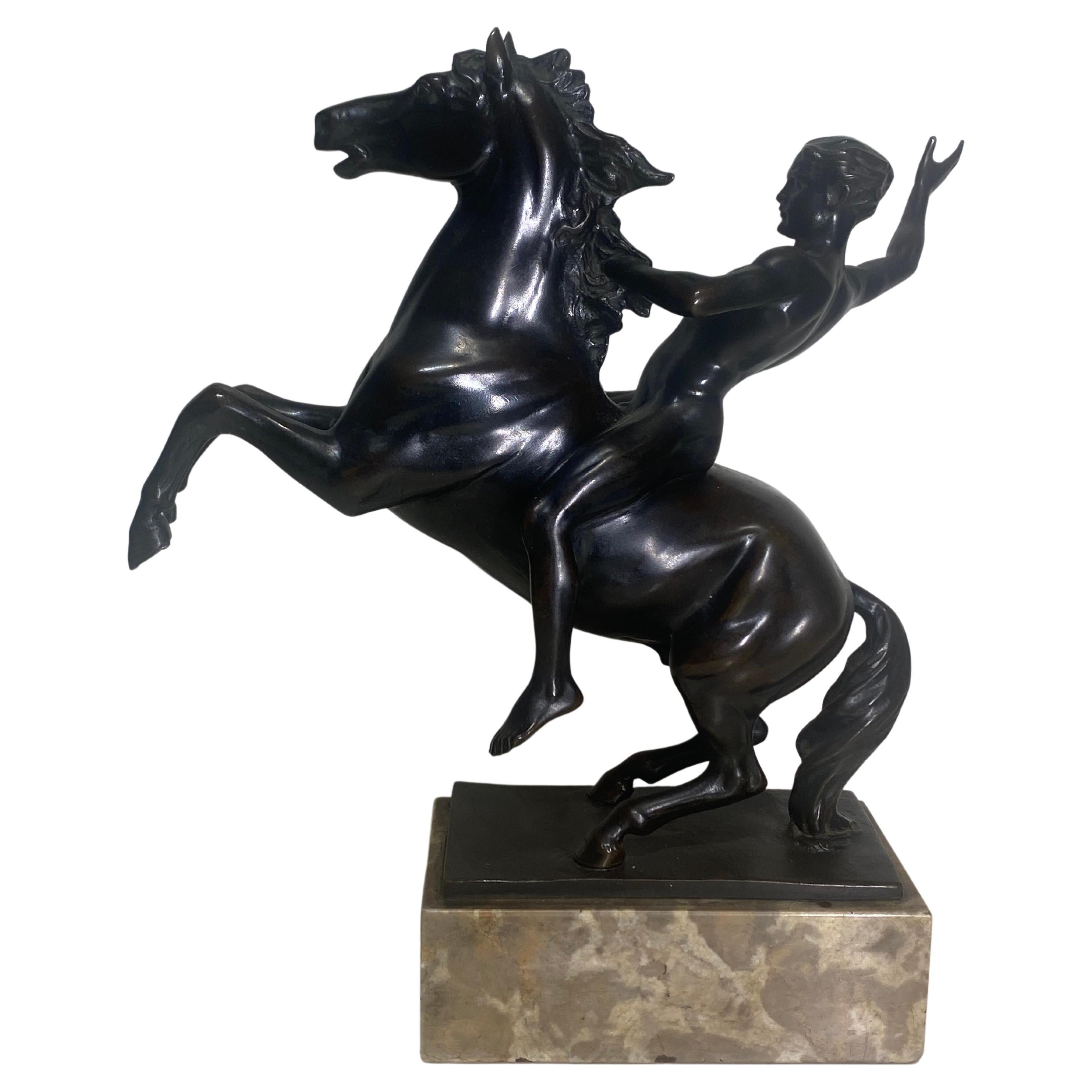 Hans Muller (Austrian 1873-1937 ) A Horse and Nude Male Rider Bronze Sculpture  For Sale 8