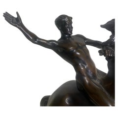 Hans Muller (Austrian 1873-1937 ) A Horse and Nude Male Rider Bronze Sculpture