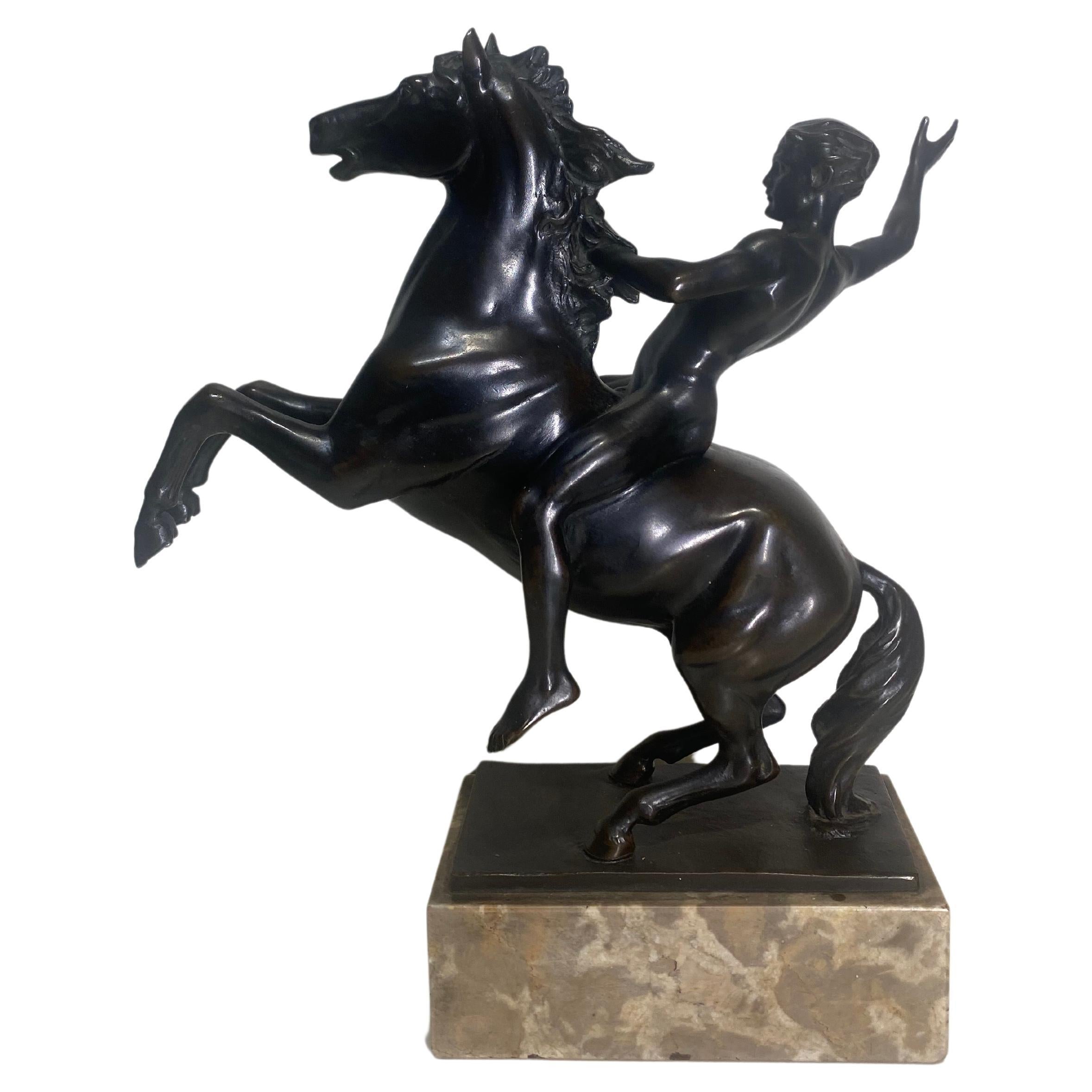Hans Muller (Austrian 1873-1937 ) A Horse and Nude Male Rider Bronze Sculpture  For Sale 1
