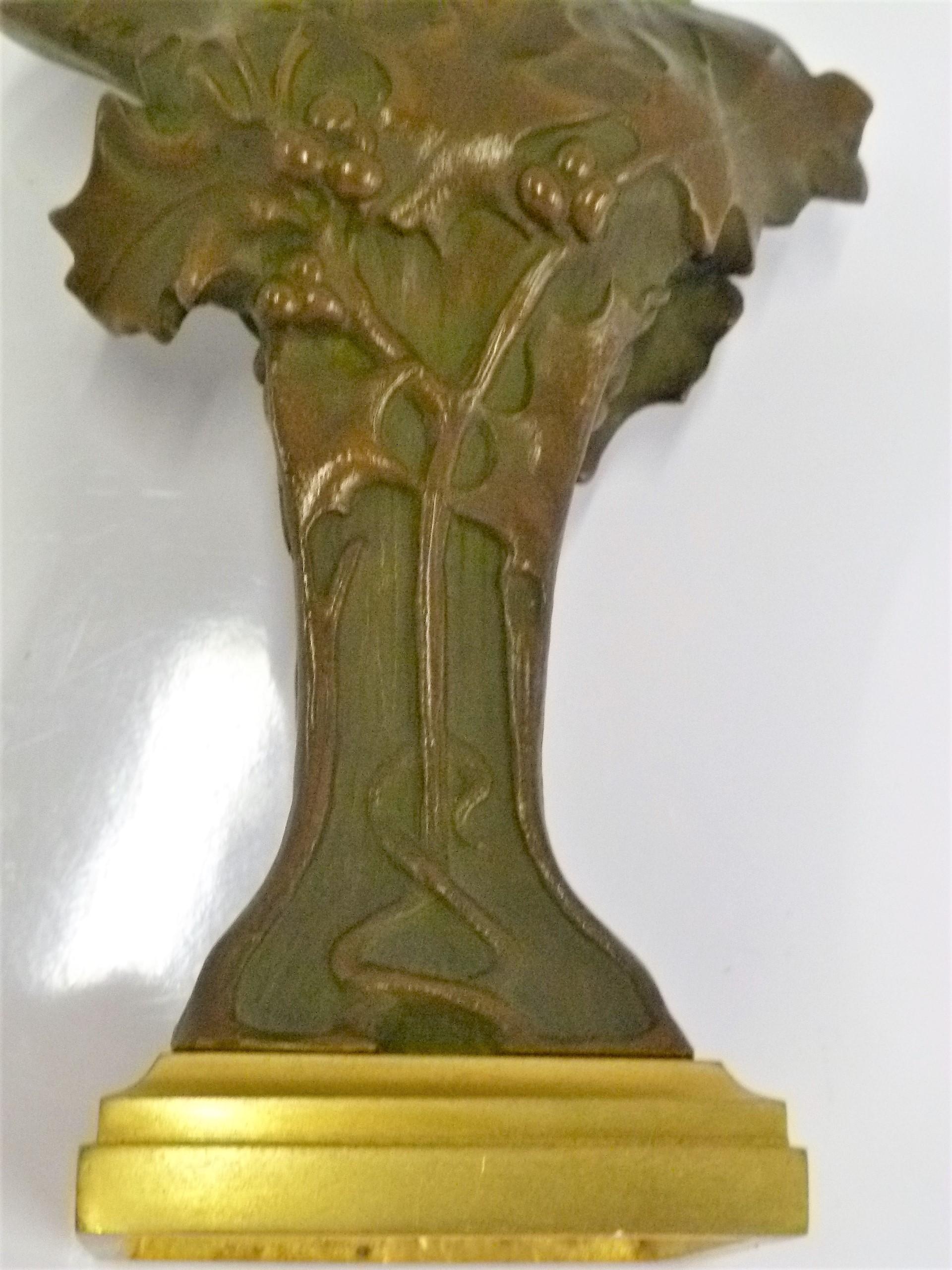 Art nouveau Petit buste de Jugenstil en bronze et doré, Hans Müller, Autriche, début des années 1900 en vente