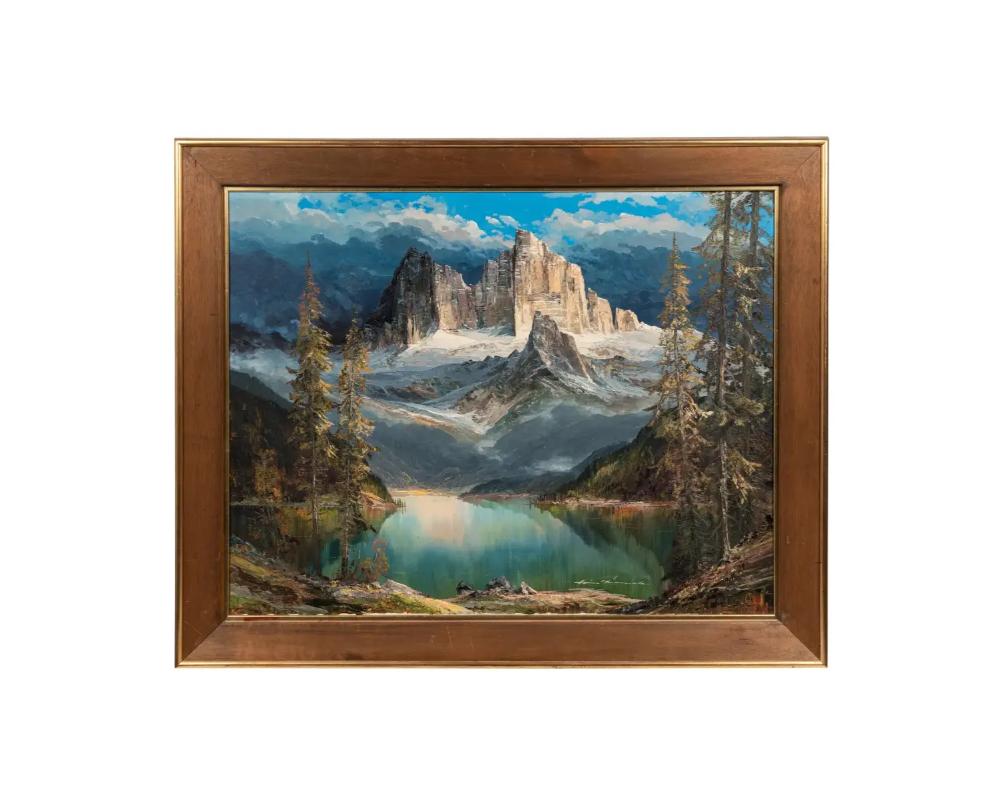 Hans Munnich (German, 1892-1970) 
Mountain Landscape with Lake
Oil on canvas 
signed (lower right)
Measures: 31 x 39 inches.

Frame: 38 1/2 x 46 1/2 inches.