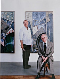 Vintage Jasper Johns and Leo Castelli, legendary Pop artist and his dealer, FRAMED