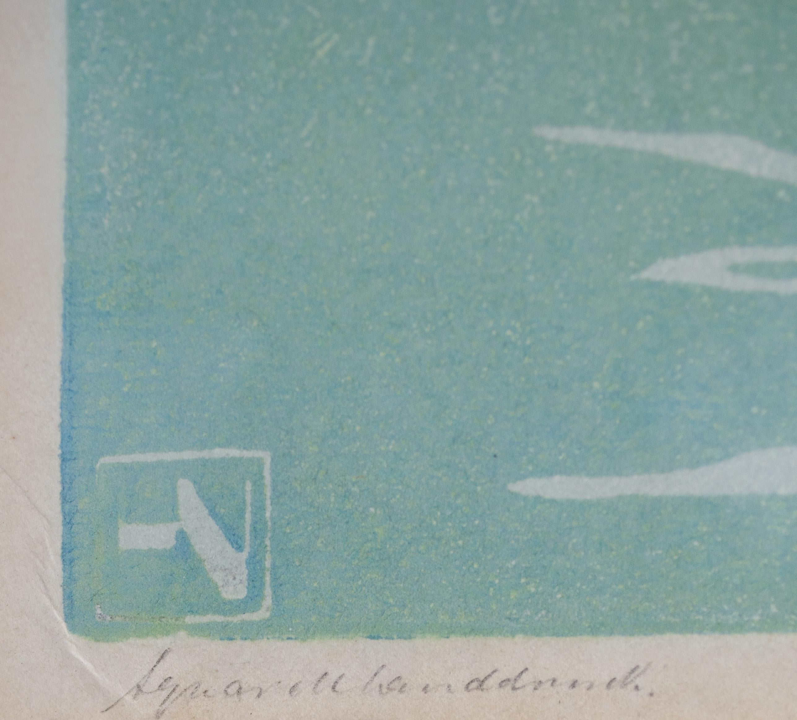 Swans Woodblock by Hans Neumann, 1913 For Sale 2