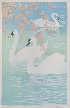 Swans-Holzschnitt von Hans Neumann, 1913