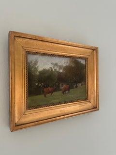 1916 Idyllische grüne Landschaft mit grasenden Kühen, Ölgemälde von Danish H. Brasen