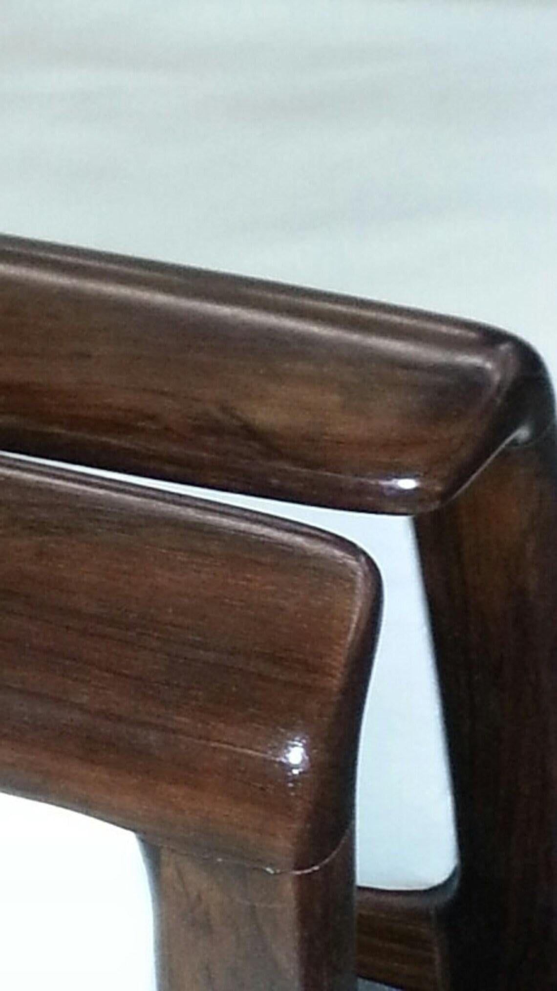 Hans Olsen 1960s Danish White Leather & Rosewood Sofa & Chair Made in Denmark For Sale 5