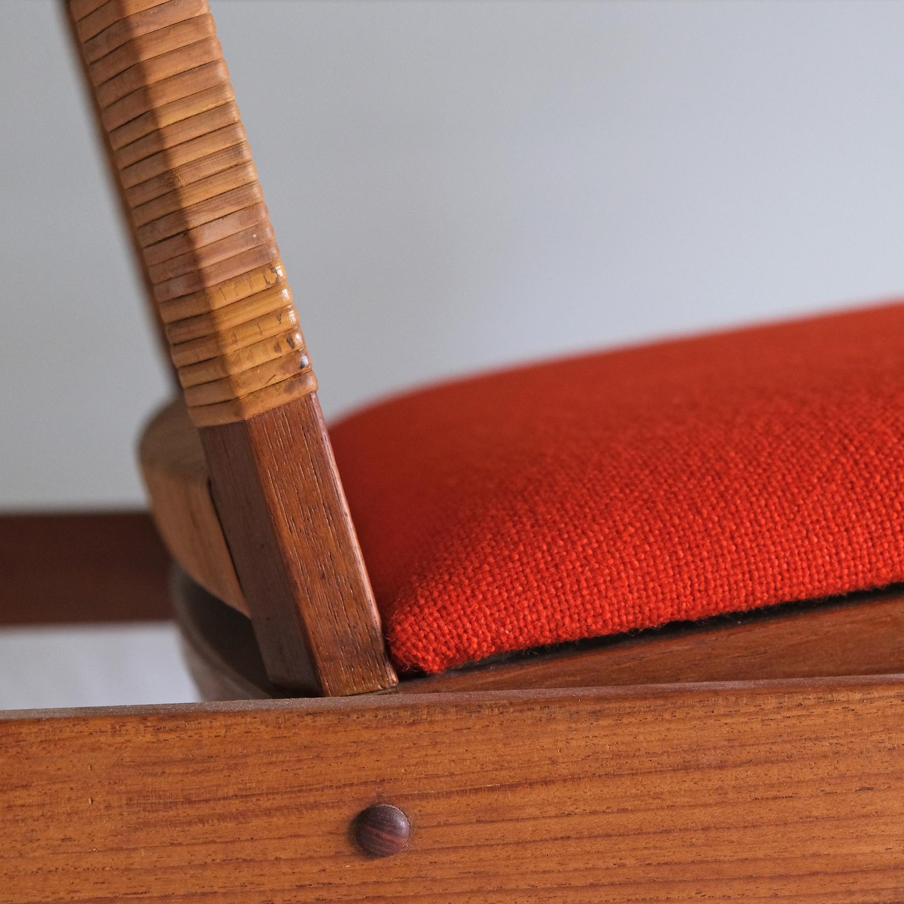 Mid-20th Century Hans Olsen, a Teak and Cane Rocking Chair, Juul Kristensen, 1960s