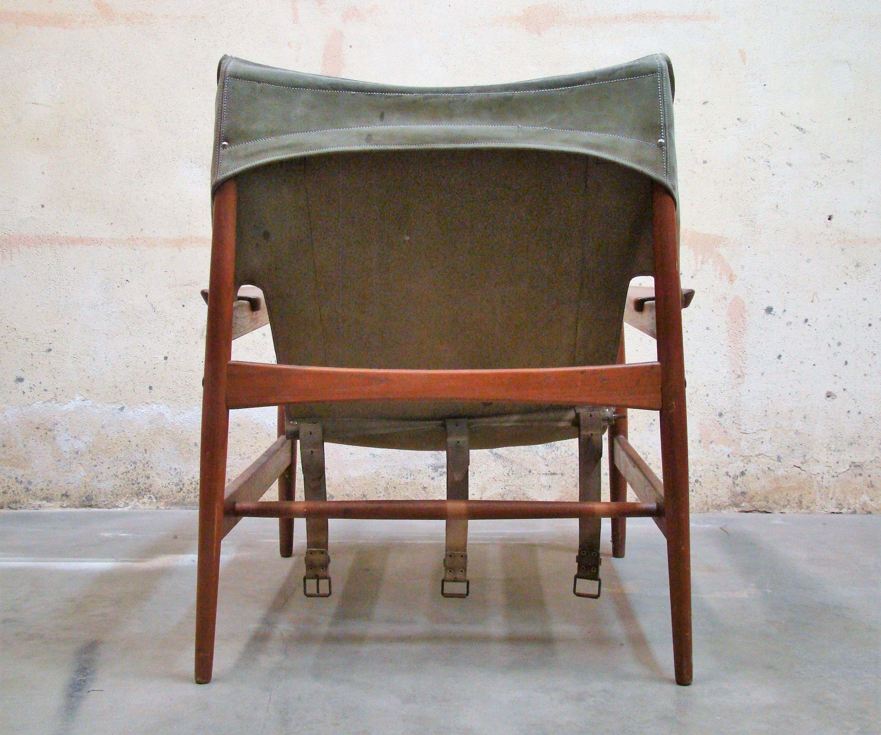 Hans Olsen Antelope Chair for Viskadalens Mobler in Original Suede Leather In Fair Condition For Sale In Denver, CO