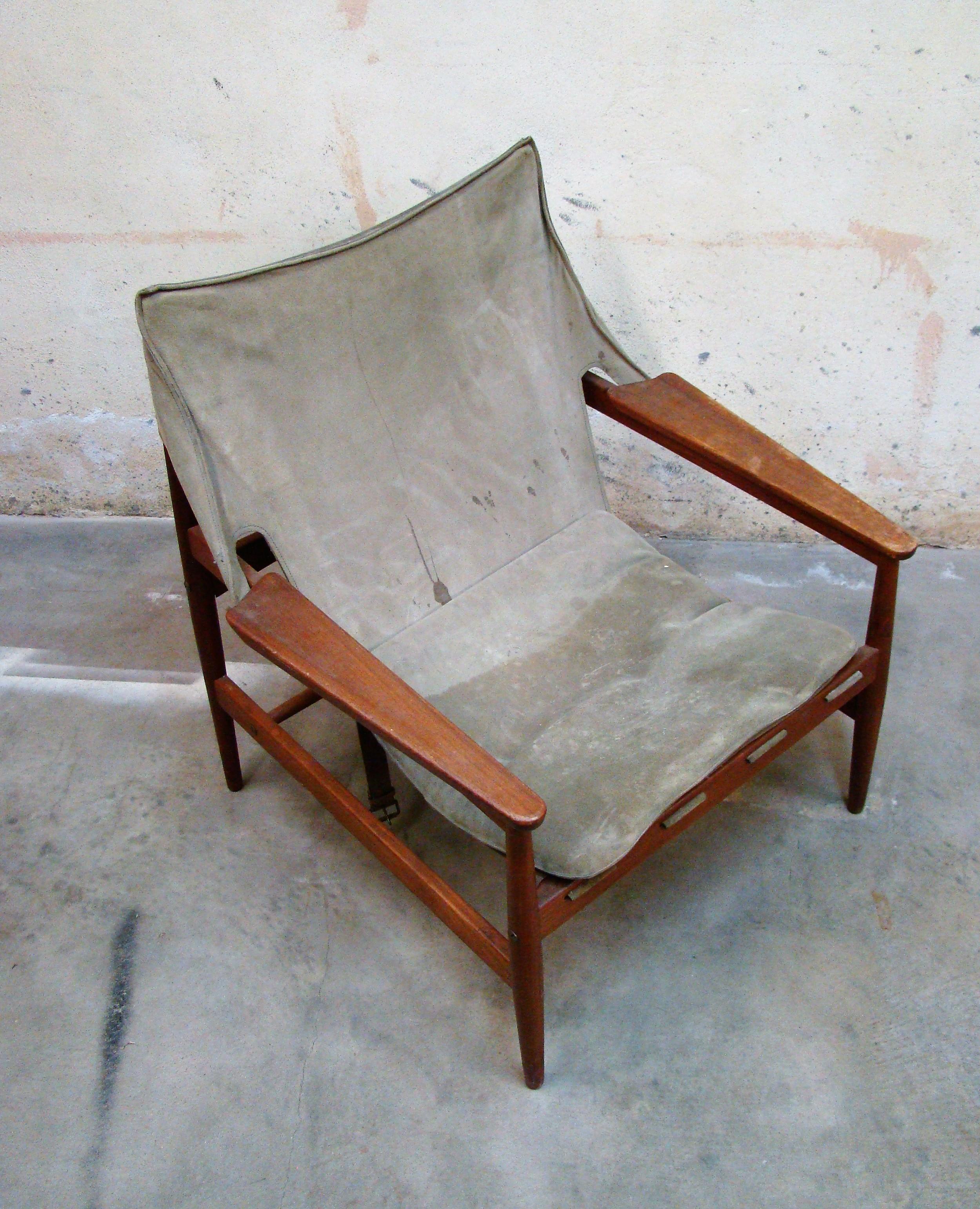 20th Century Hans Olsen Antelope Chair for Viskadalens Mobler in Original Suede Leather For Sale