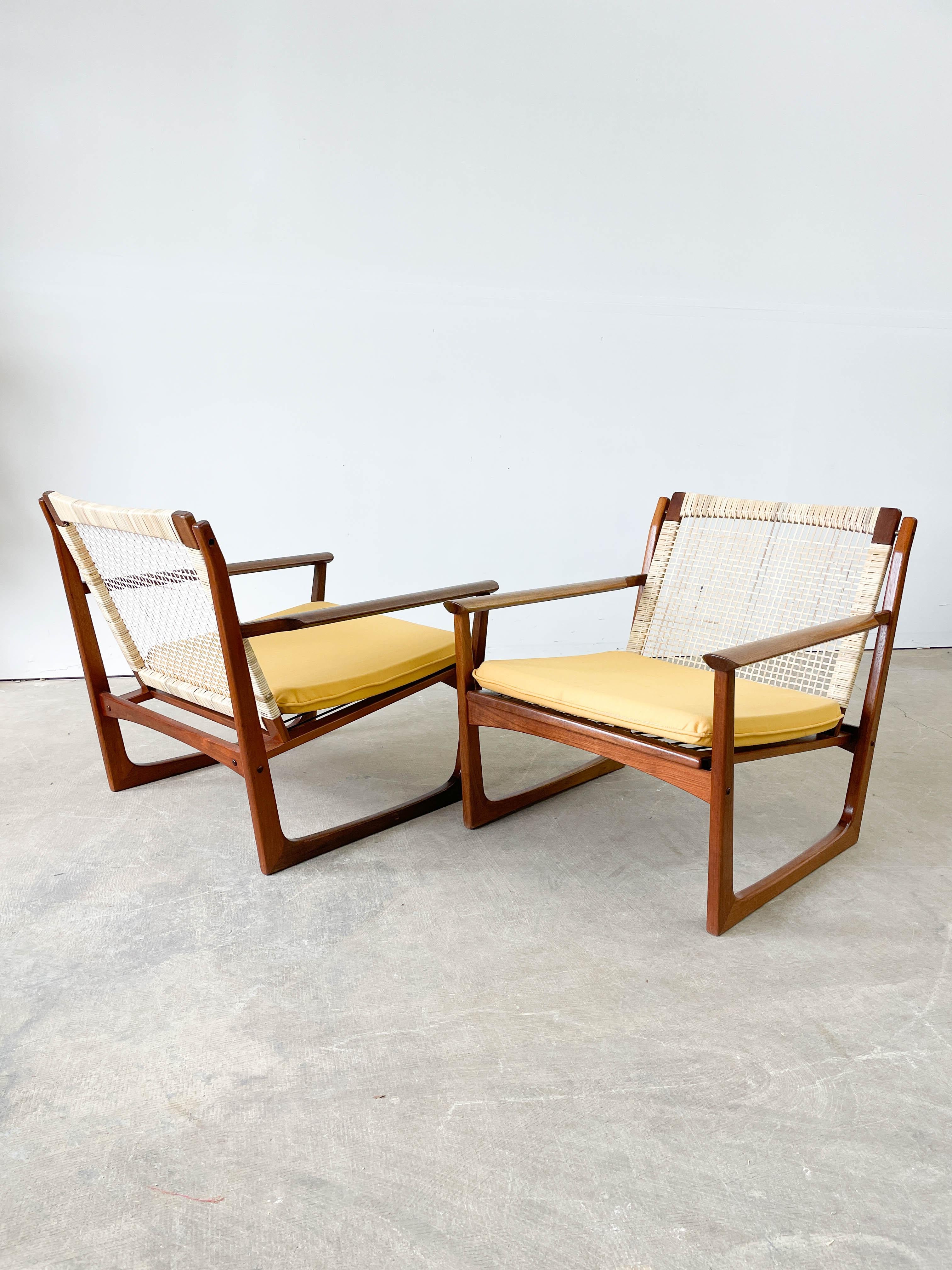 Danish Hans Olsen Cane Back Lounge Chairs
