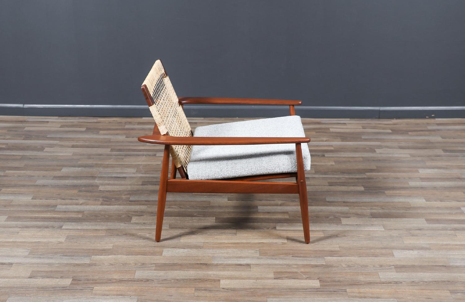 Scandinavian Modern Hans Olsen Cane & Teak Lounge Chair for Juul Kristensen