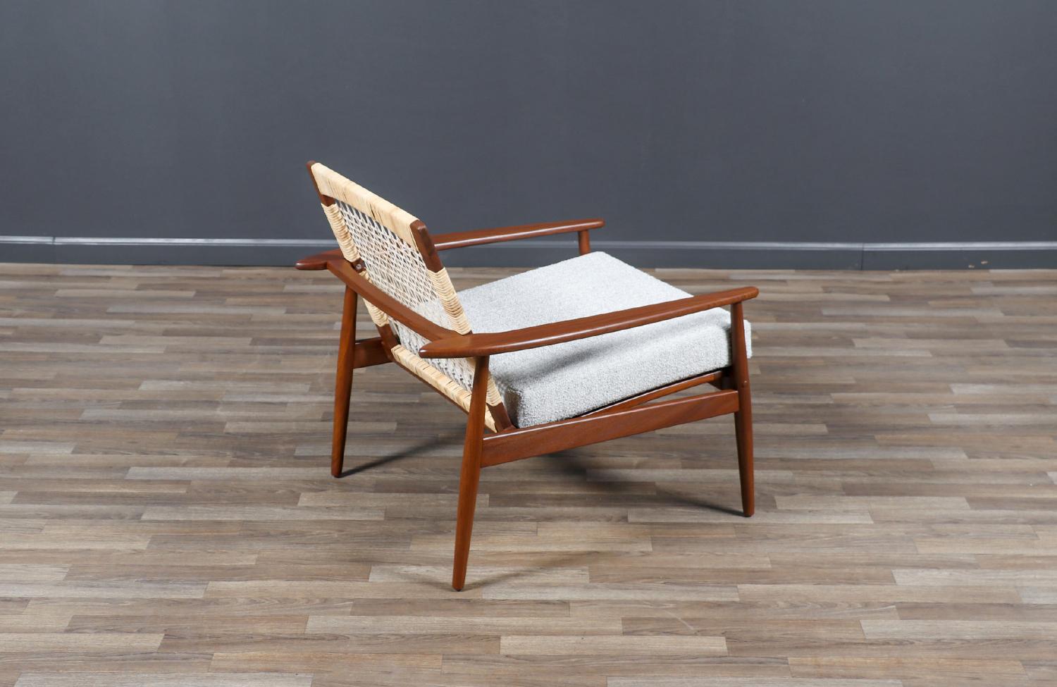 Danish Hans Olsen Cane & Teak Lounge Chair for Juul Kristensen
