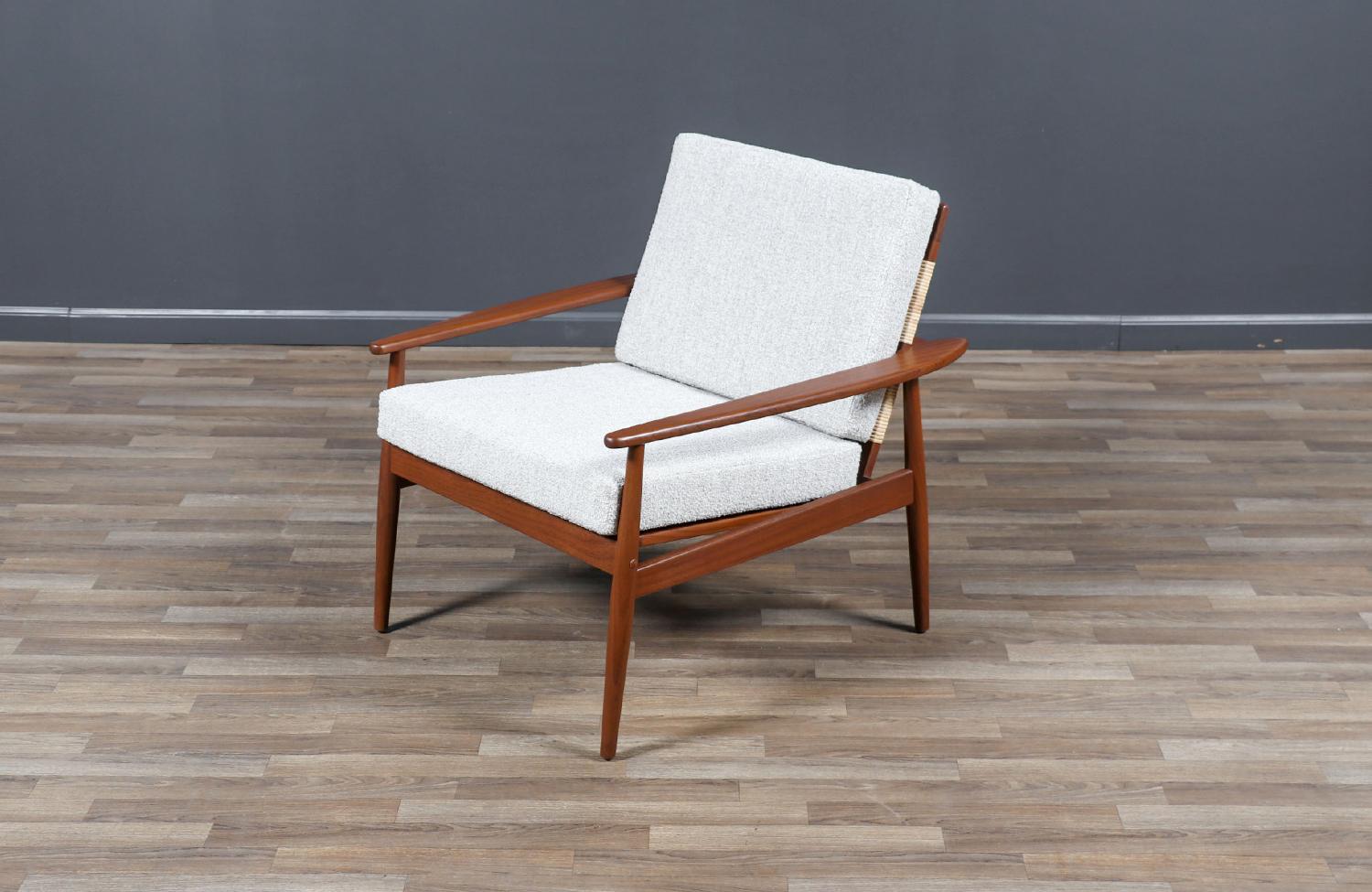 Hans Olsen Cane & Teak Lounge Chair for Juul Kristensen In Excellent Condition In Los Angeles, CA