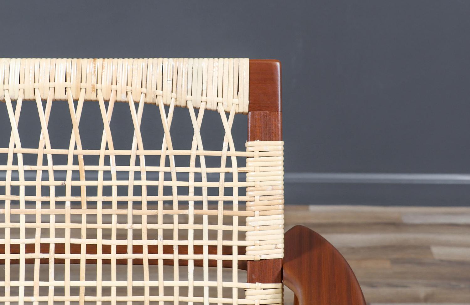 Hans Olsen Cane & Teak Lounge Chair for Juul Kristensen 1