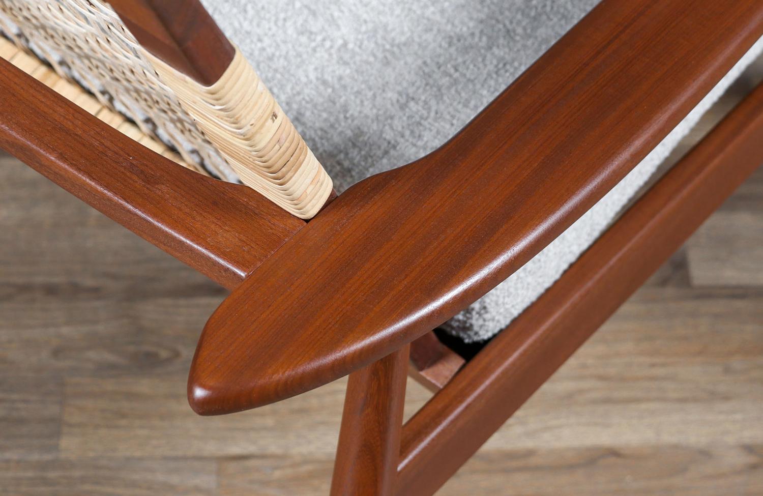 Hans Olsen Cane & Teak Lounge Chair for Juul Kristensen 3