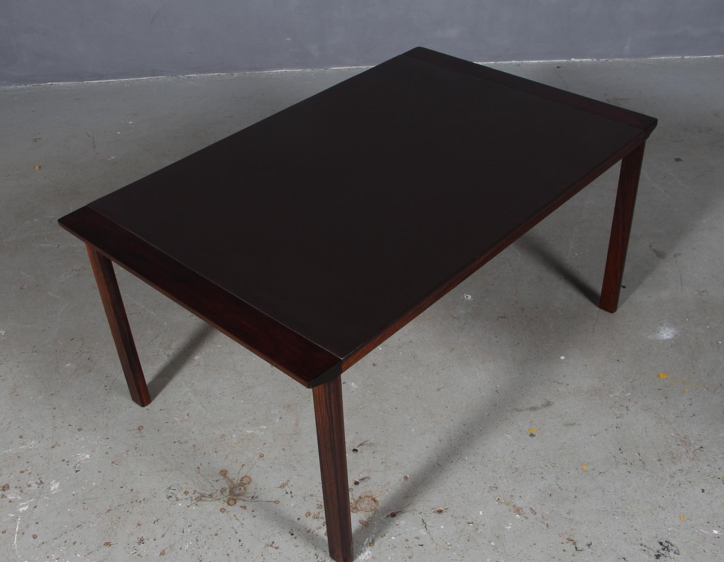 Hans Olsen coffee table / side table of rosewood and leather.