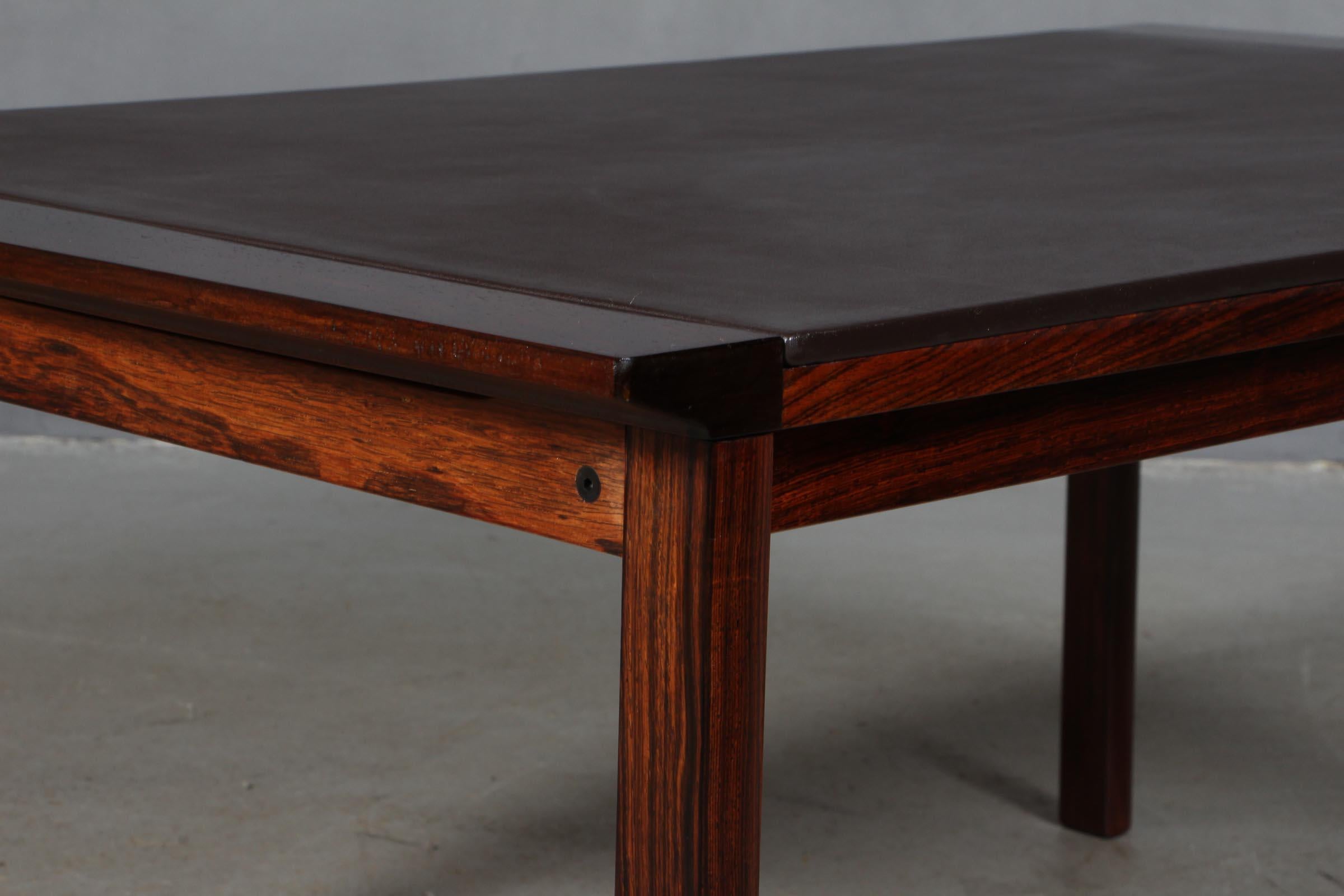 Scandinavian Modern Hans Olsen Coffee Table of Rosewood and Leather