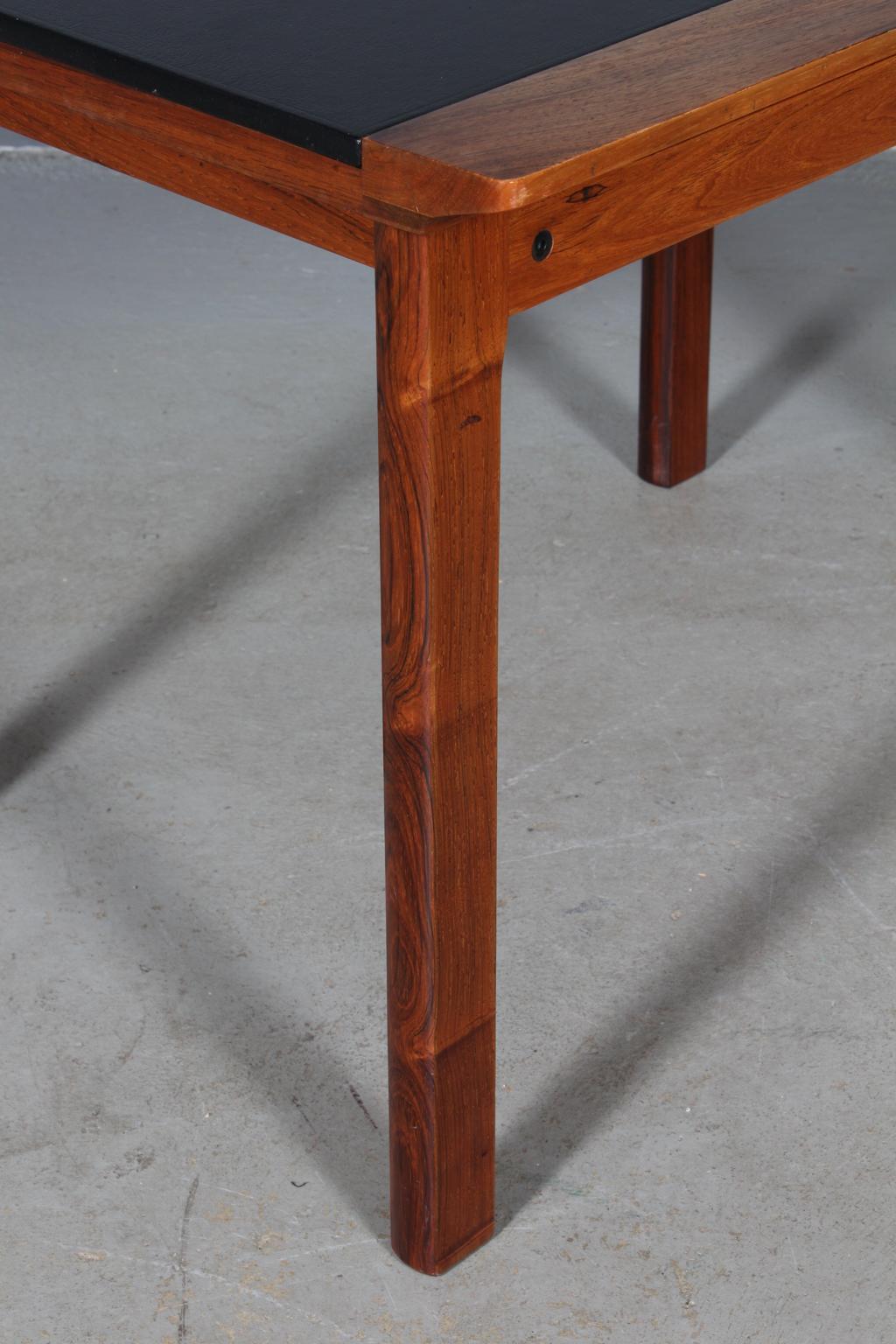 Danish Hans Olsen Coffee Table of Rosewood and Leather For Sale