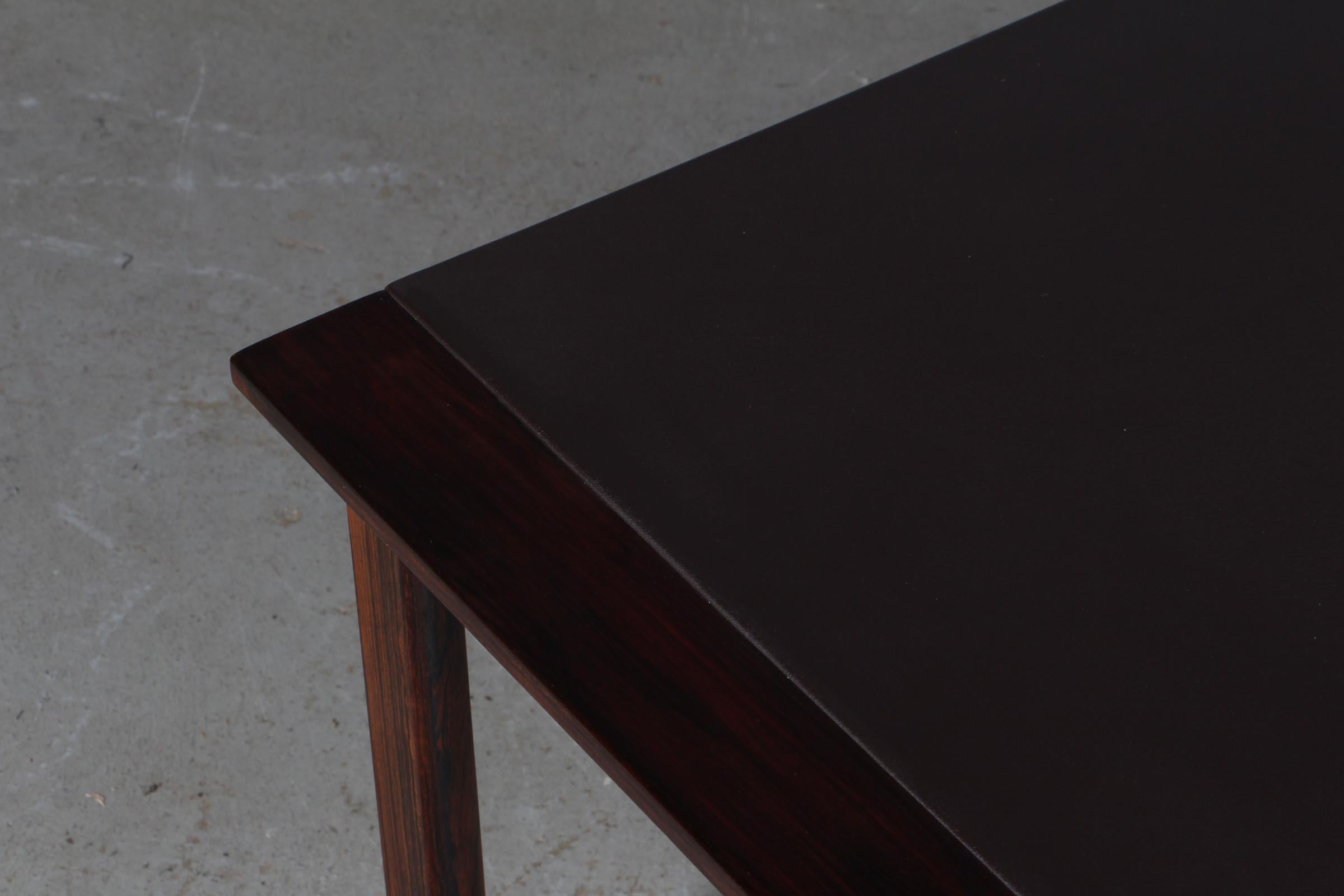 Danish Hans Olsen Coffee Table of Rosewood and Leather