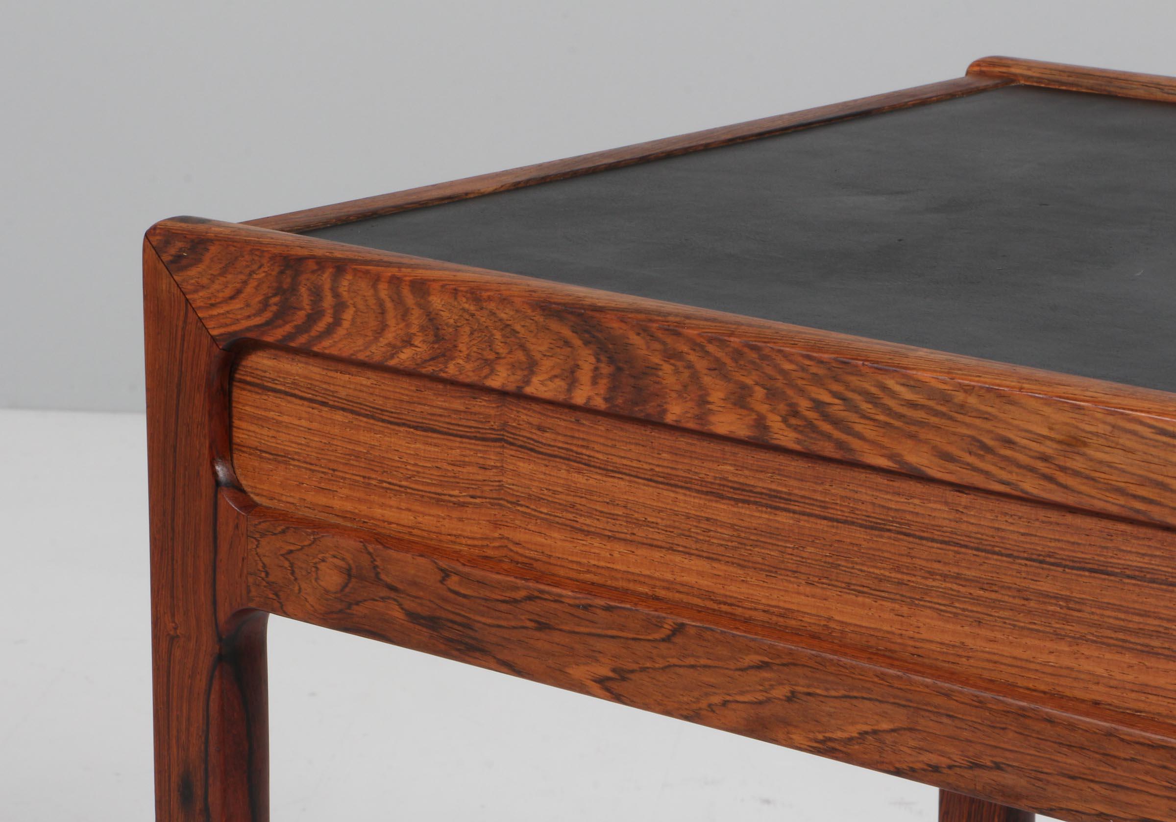 Hans Olsen Coffee Table of Rosewood and Leather 1