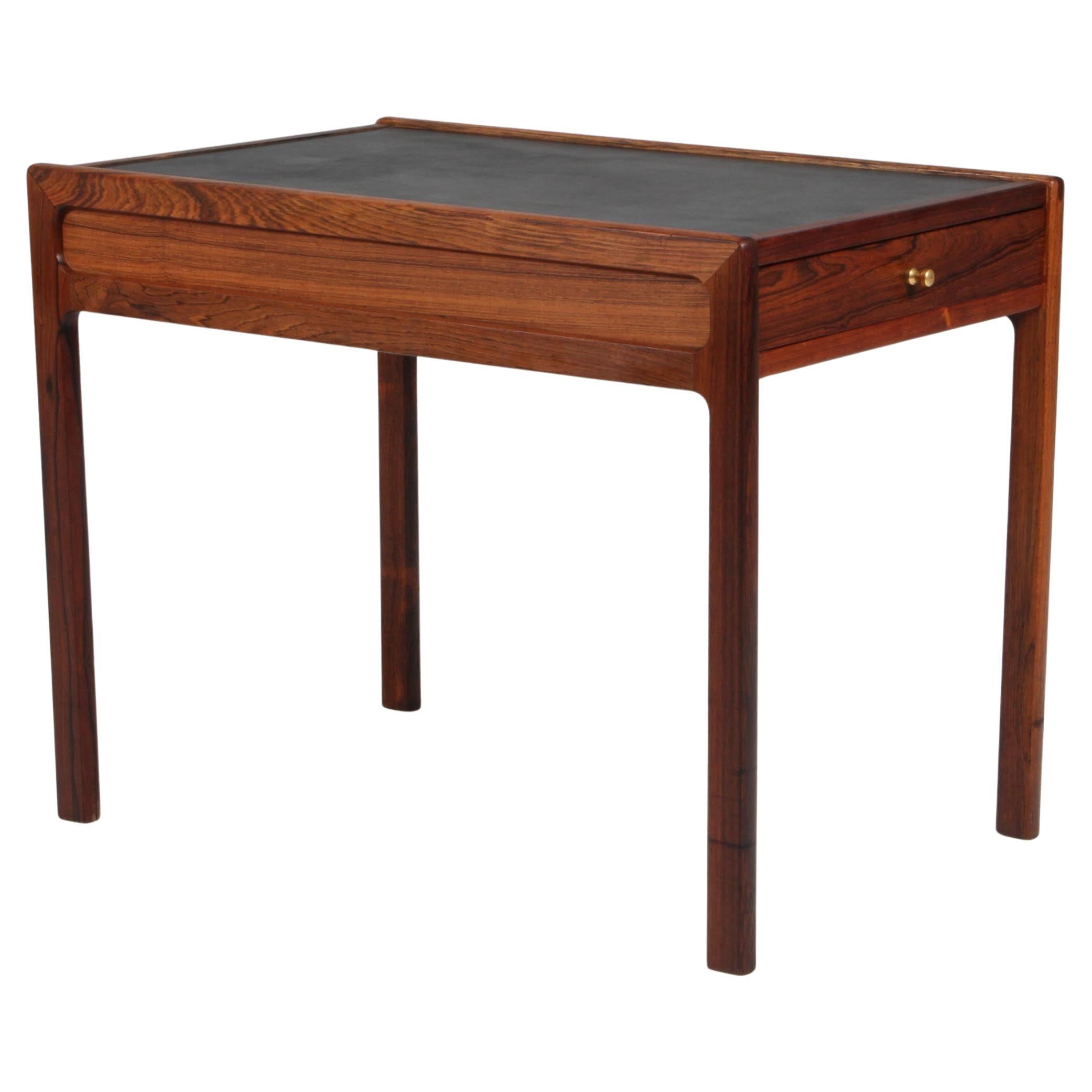 Hans Olsen Coffee Table of Rosewood and Leather
