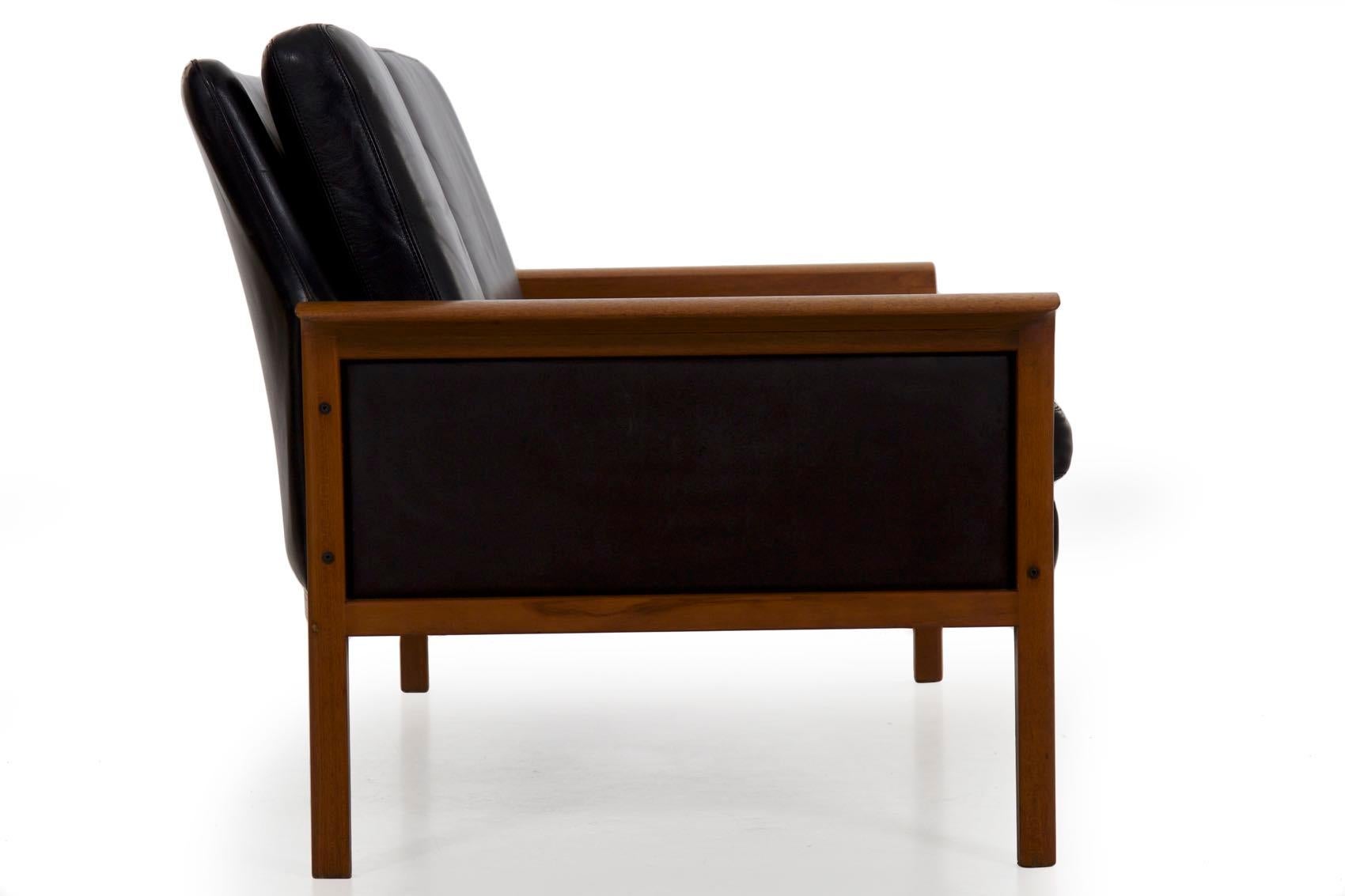 Hans Olsen Danish Mid-Century Modern Leather Loveseat Sofa 7