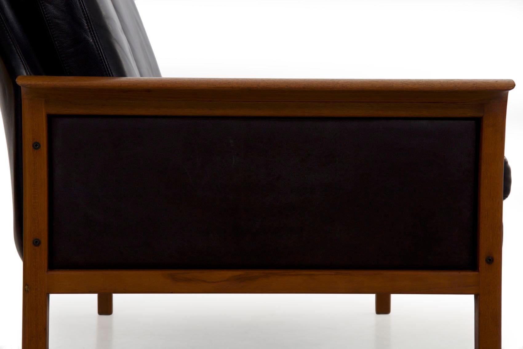 Hans Olsen Danish Mid-Century Modern Leather Loveseat Sofa 9
