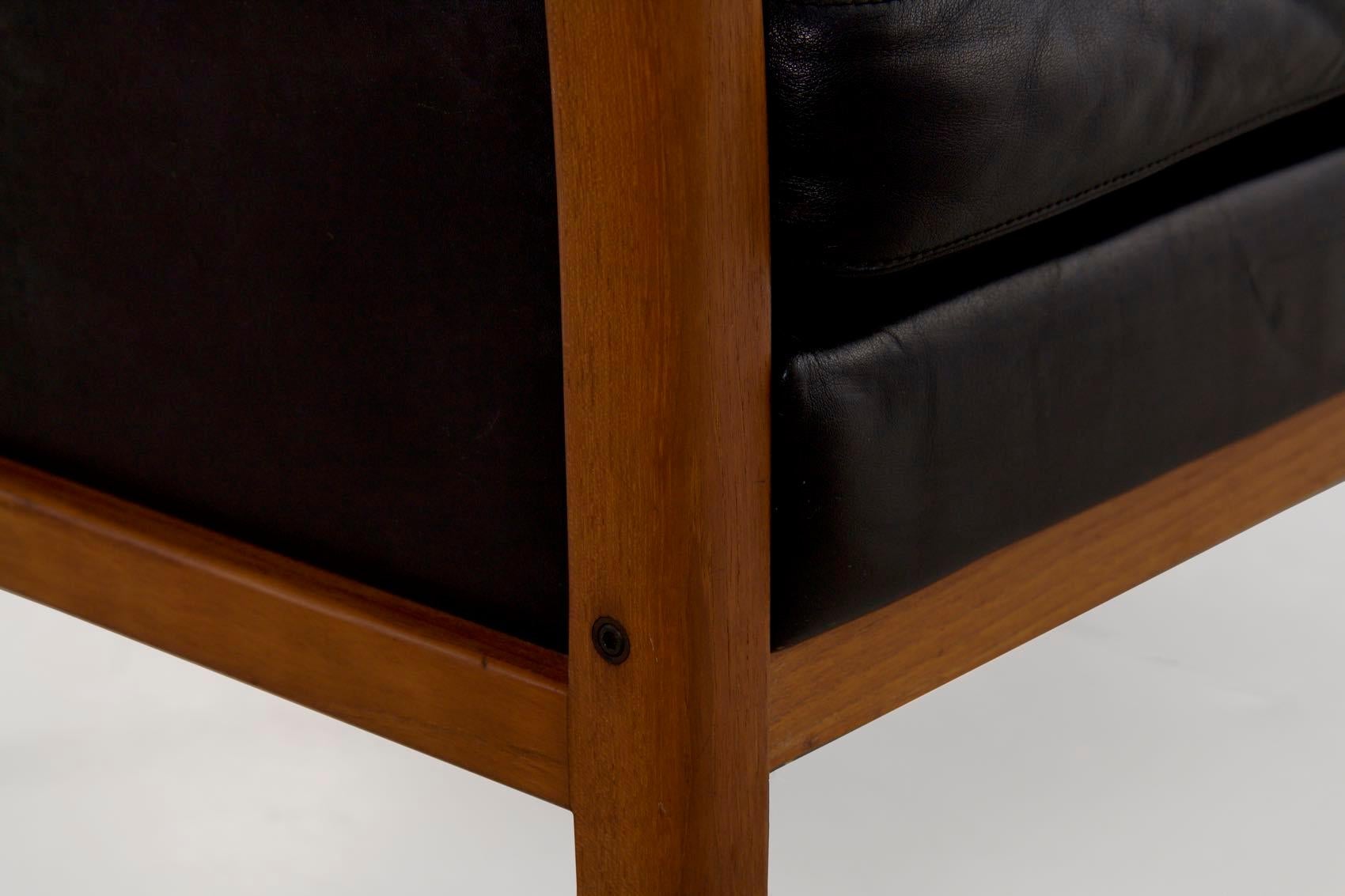 Hans Olsen Danish Mid-Century Modern Leather Loveseat Sofa 11