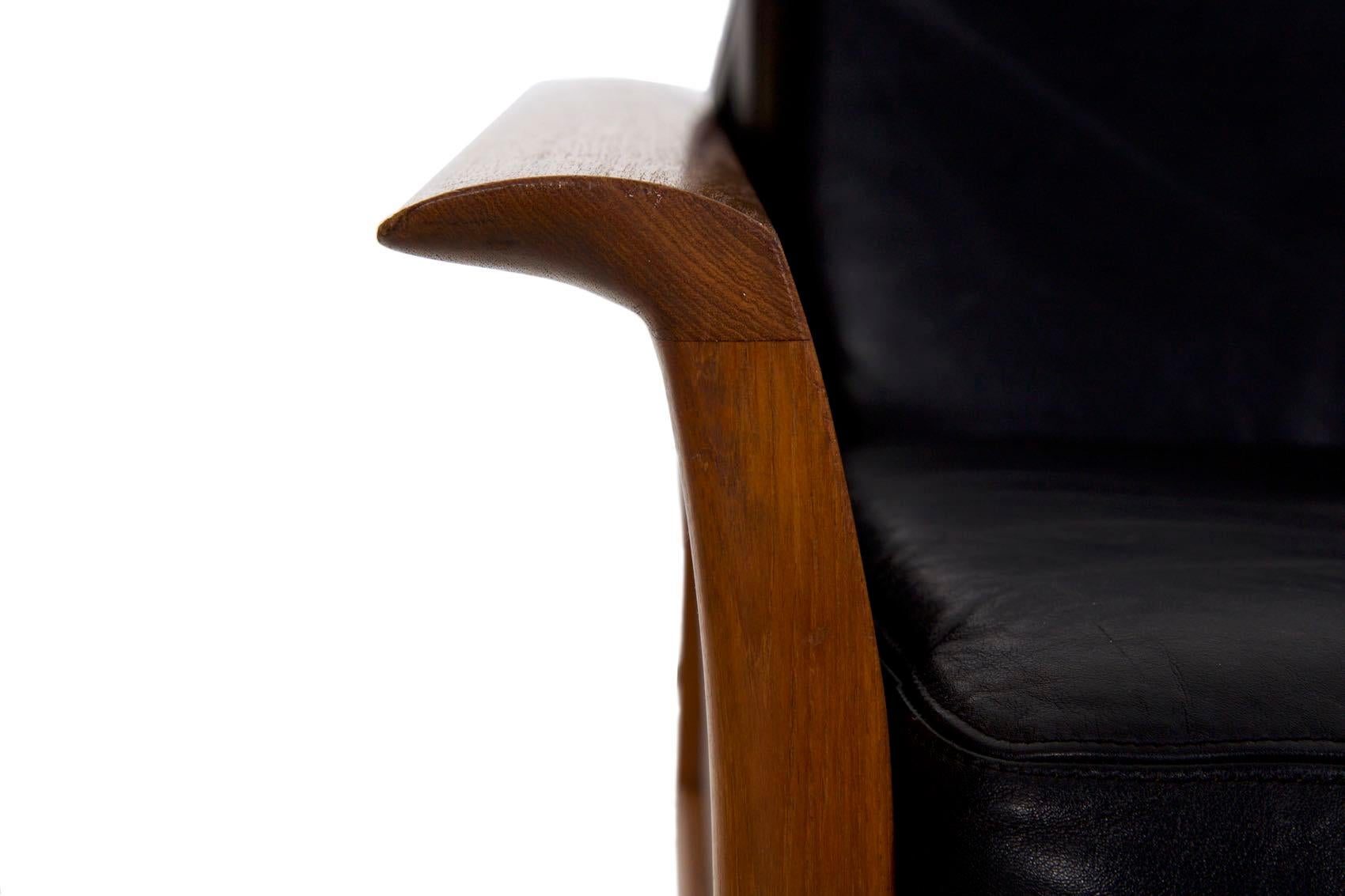 Hans Olsen Danish Mid-Century Modern Leather Loveseat Sofa 2