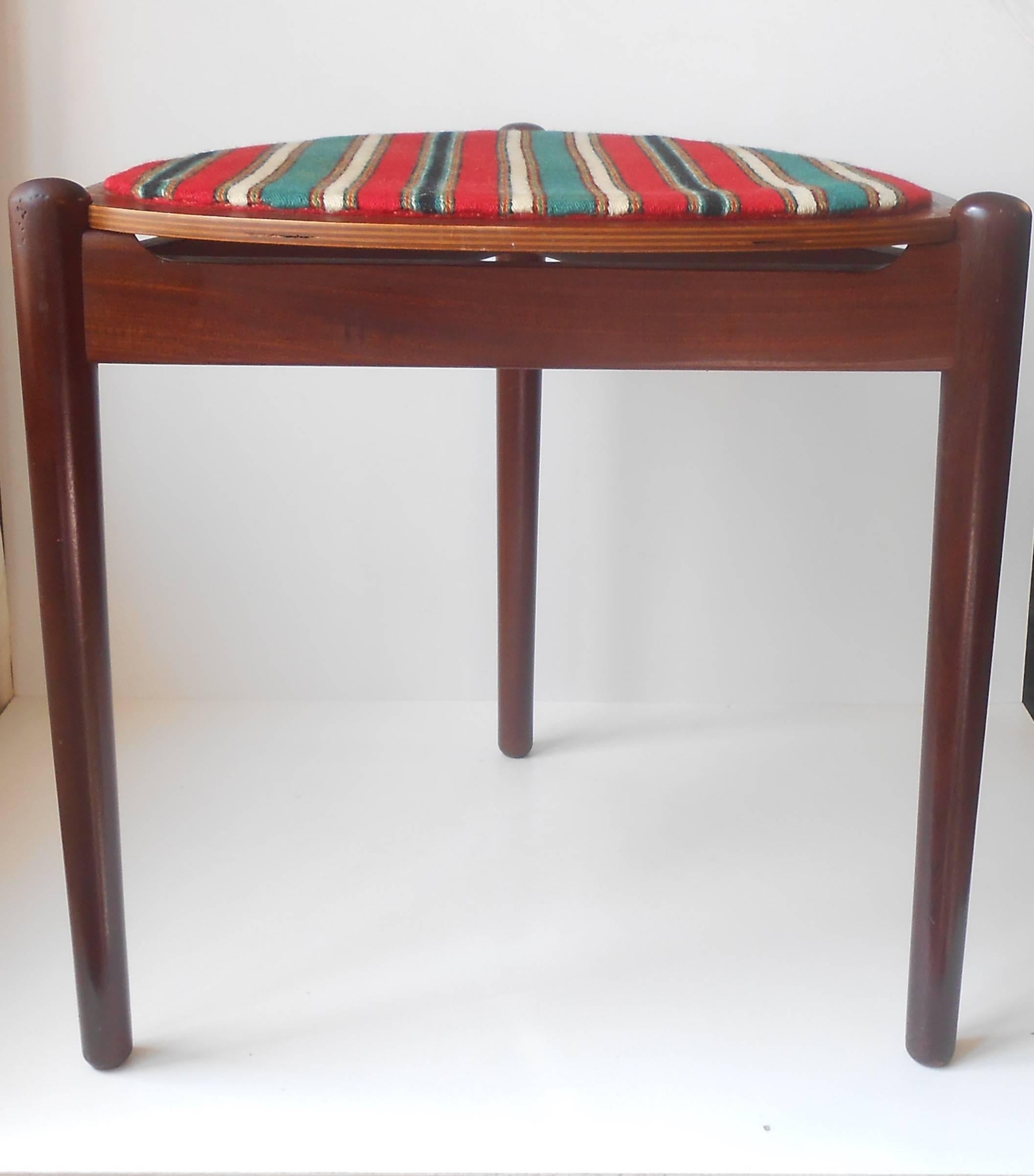 Hans Olsen Danish Modern Reversible Three-Legged Oak & Teak Stool, Side Table 2