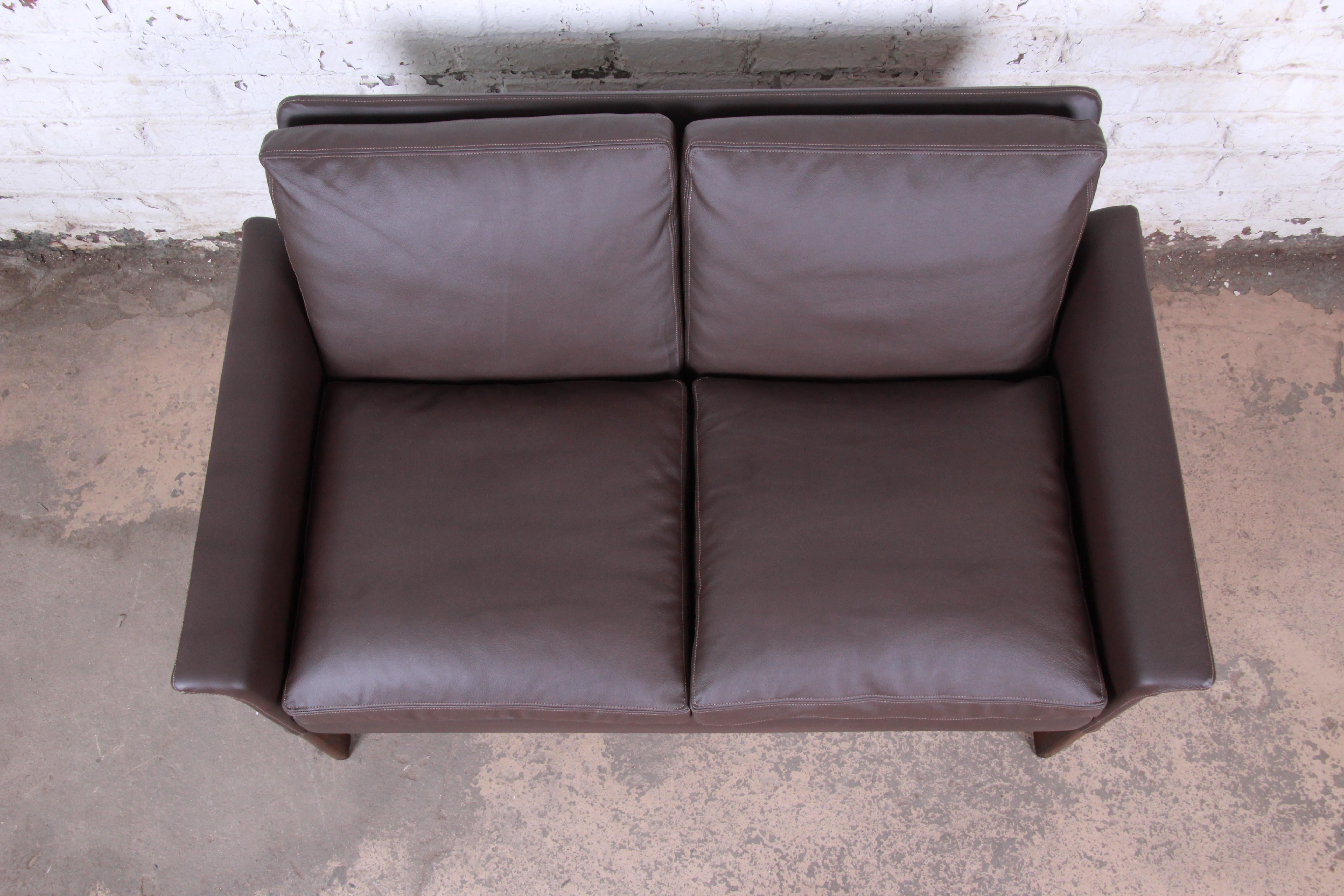 Hans Olsen Danish Modern Rosewood and Leather Settee, Fully Restored 4