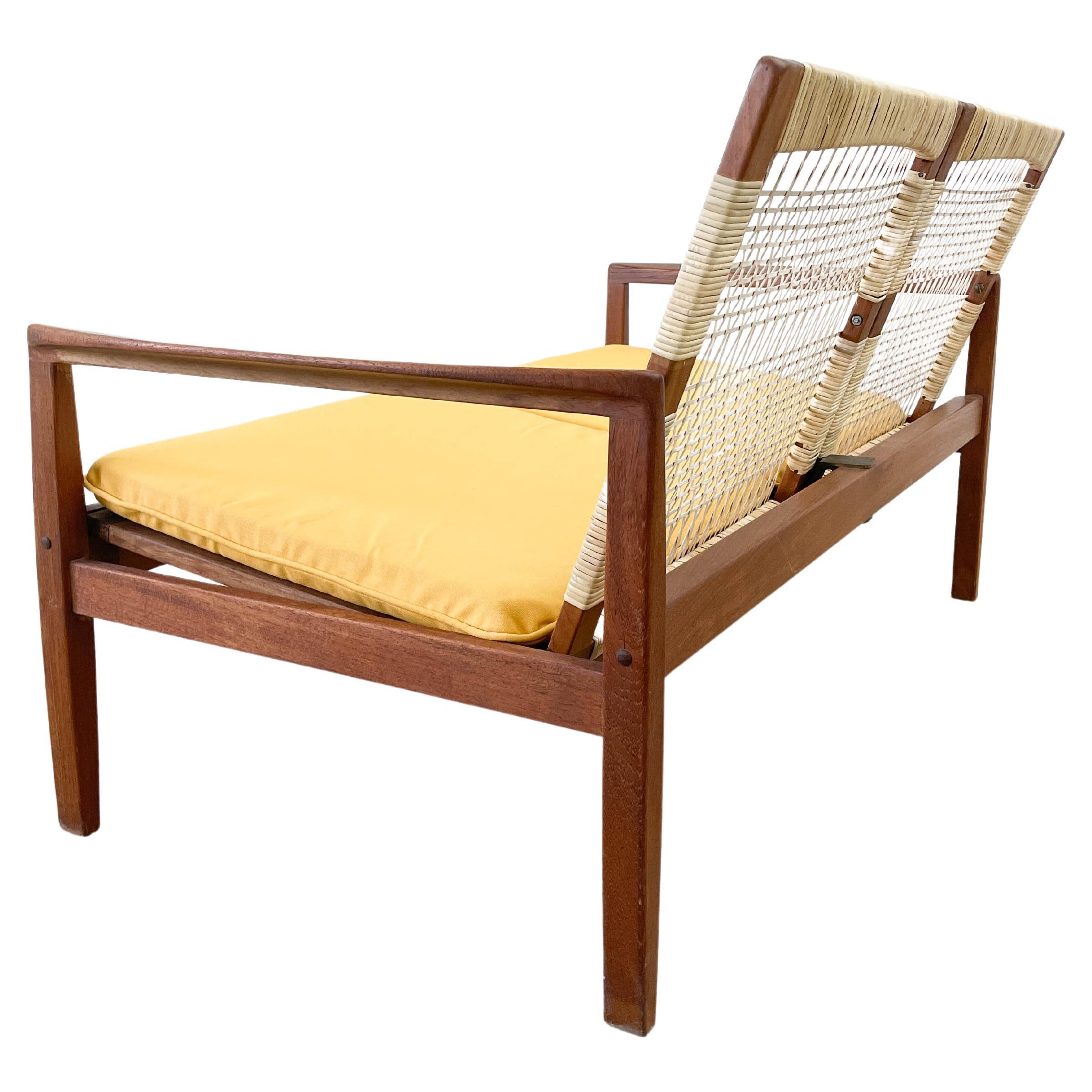 Hans Olsen Danish Modern Teak and Cane Loveseat