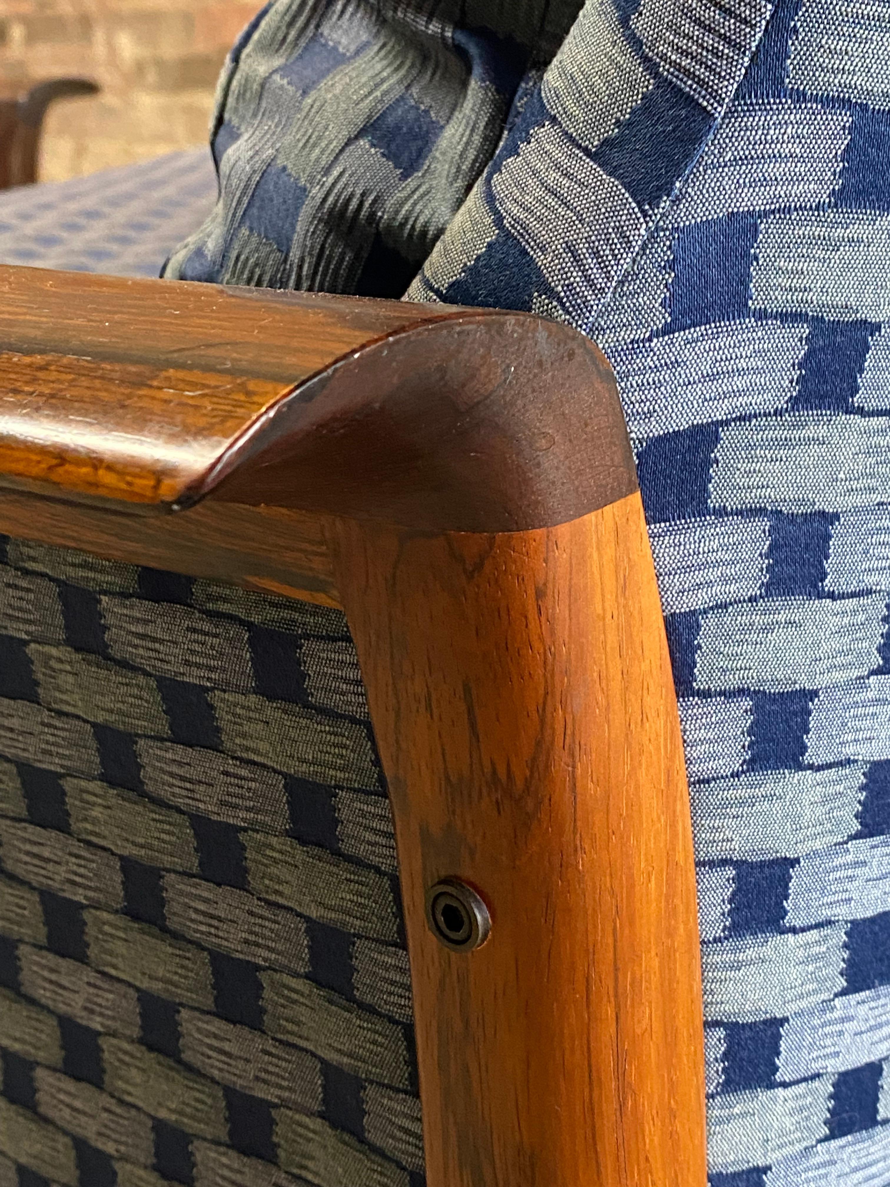 Hans Olsen Danish Modern Upholstered Rosewood Club Chairs, A Pair For Sale 4