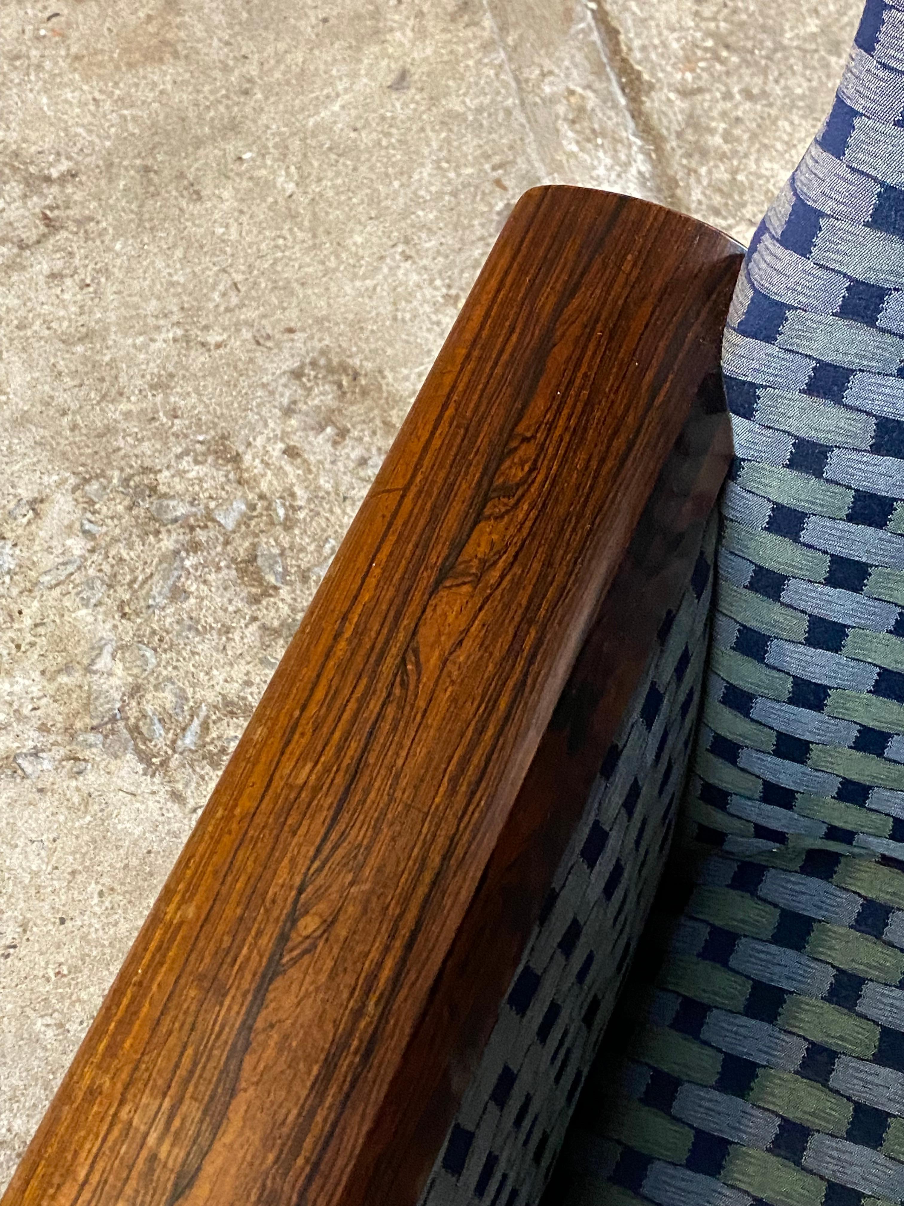 Hans Olsen Danish Modern Upholstered Rosewood Club Chairs, A Pair For Sale 7
