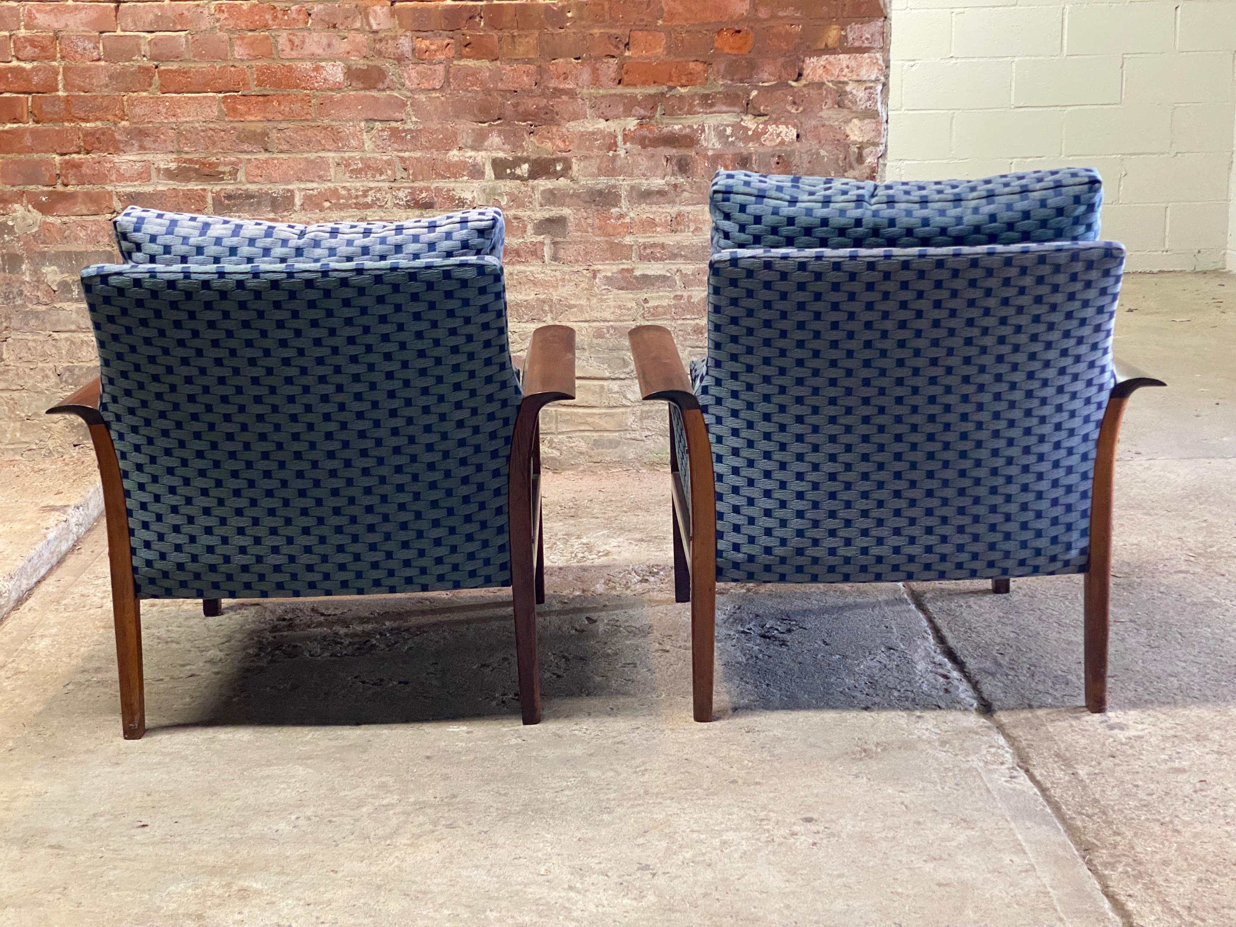 Mid-20th Century Hans Olsen Danish Modern Upholstered Rosewood Club Chairs, A Pair For Sale