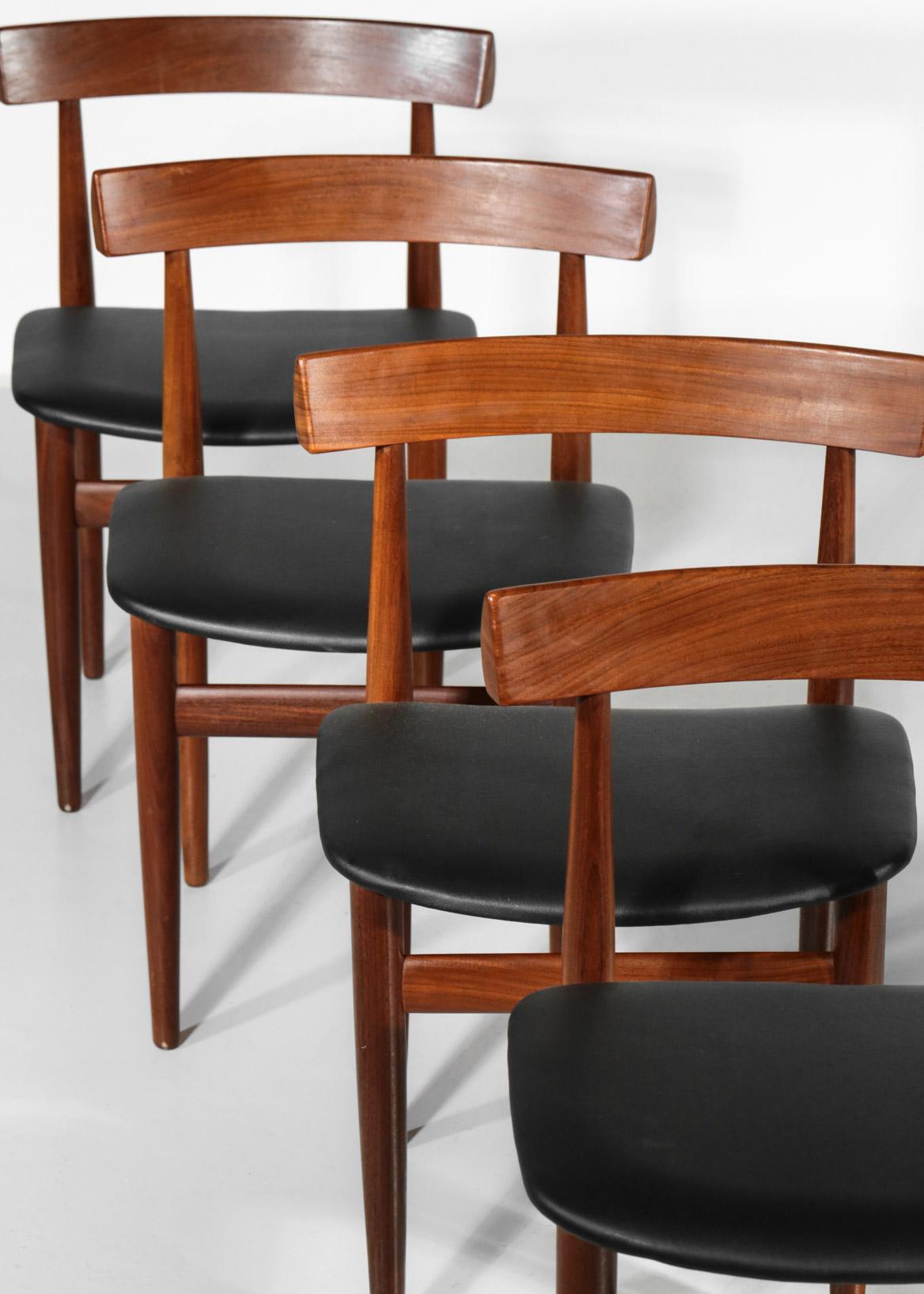Faux Leather Hans Olsen Dining Table Set in Teak, Danish Design