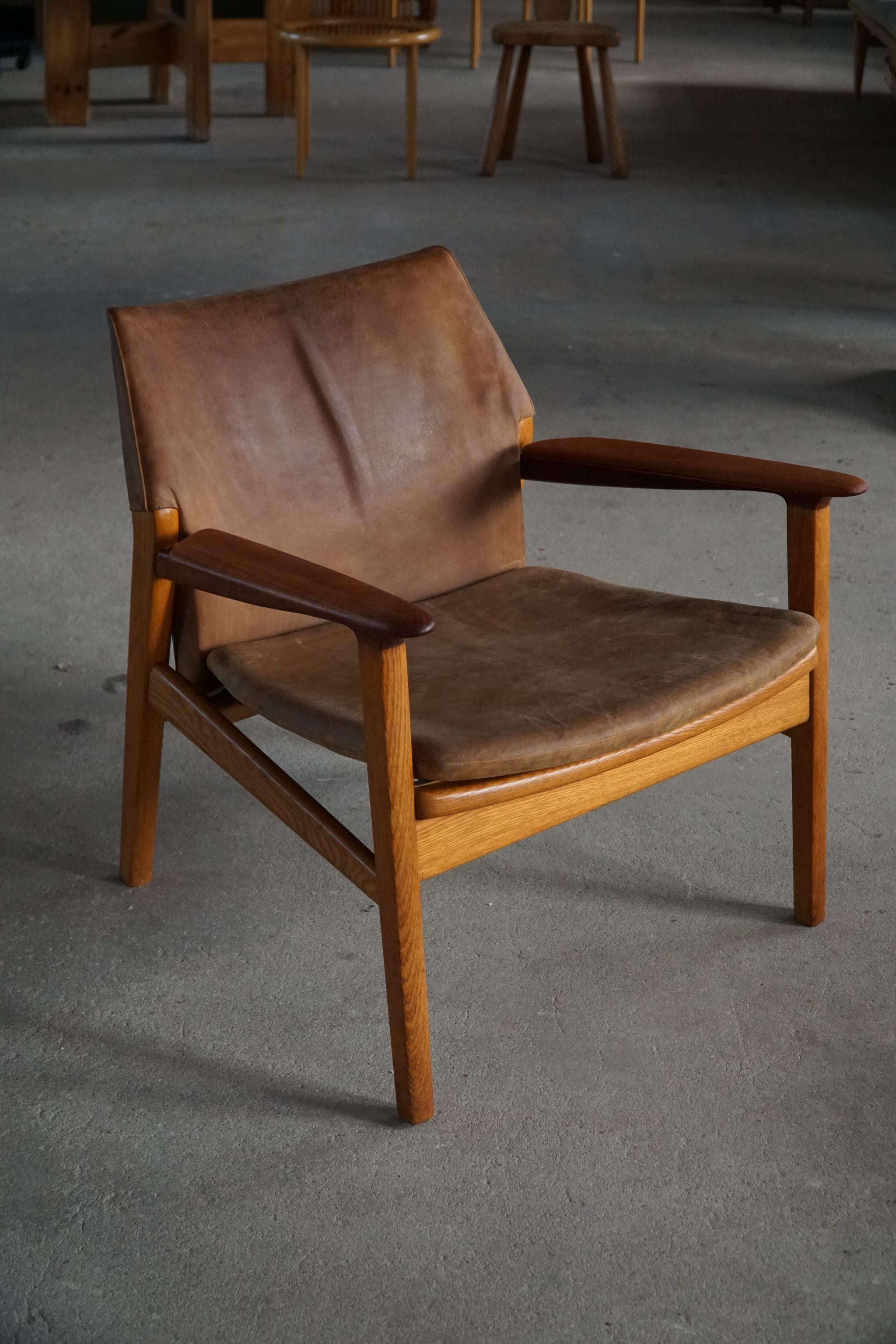 Hans Olsen Easy Chair in Oak, Teak & Suede, by Gärsnäs in Sweden, 1960s 3