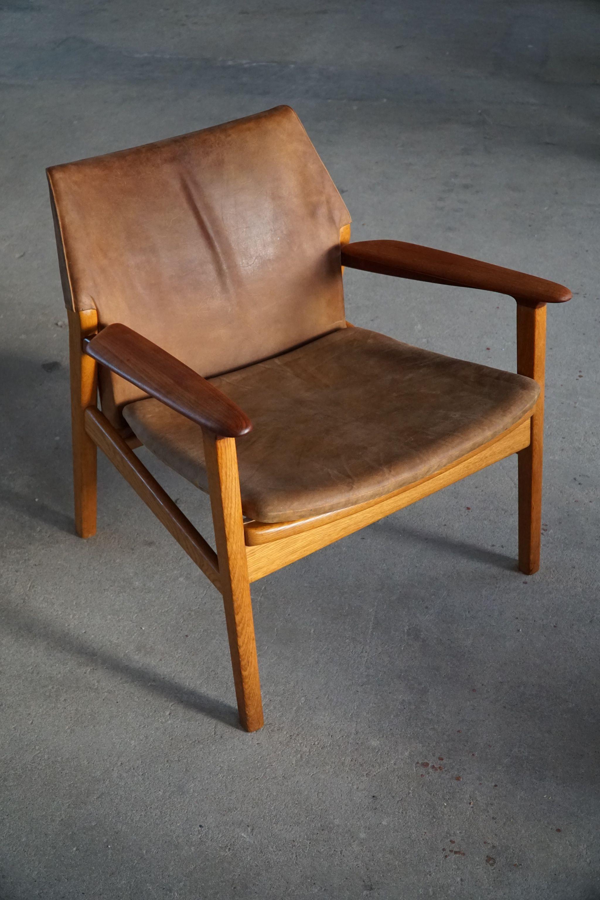 Hans Olsen Easy Chair in Oak, Teak & Suede, by Gärsnäs in Sweden, 1960s 5